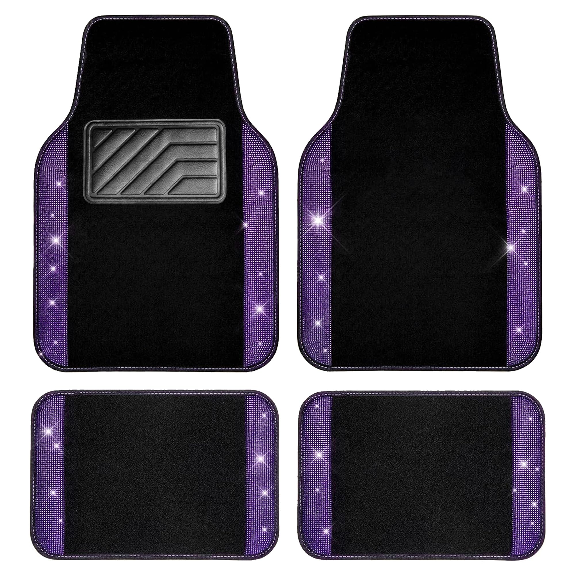 Car Pass Bling Rhinestones Diamond Car Floor Mat, Crystal Sparkly Shining Glitter Carpet, Waterproof Anti-Slip Pvc Heel Pad Univ