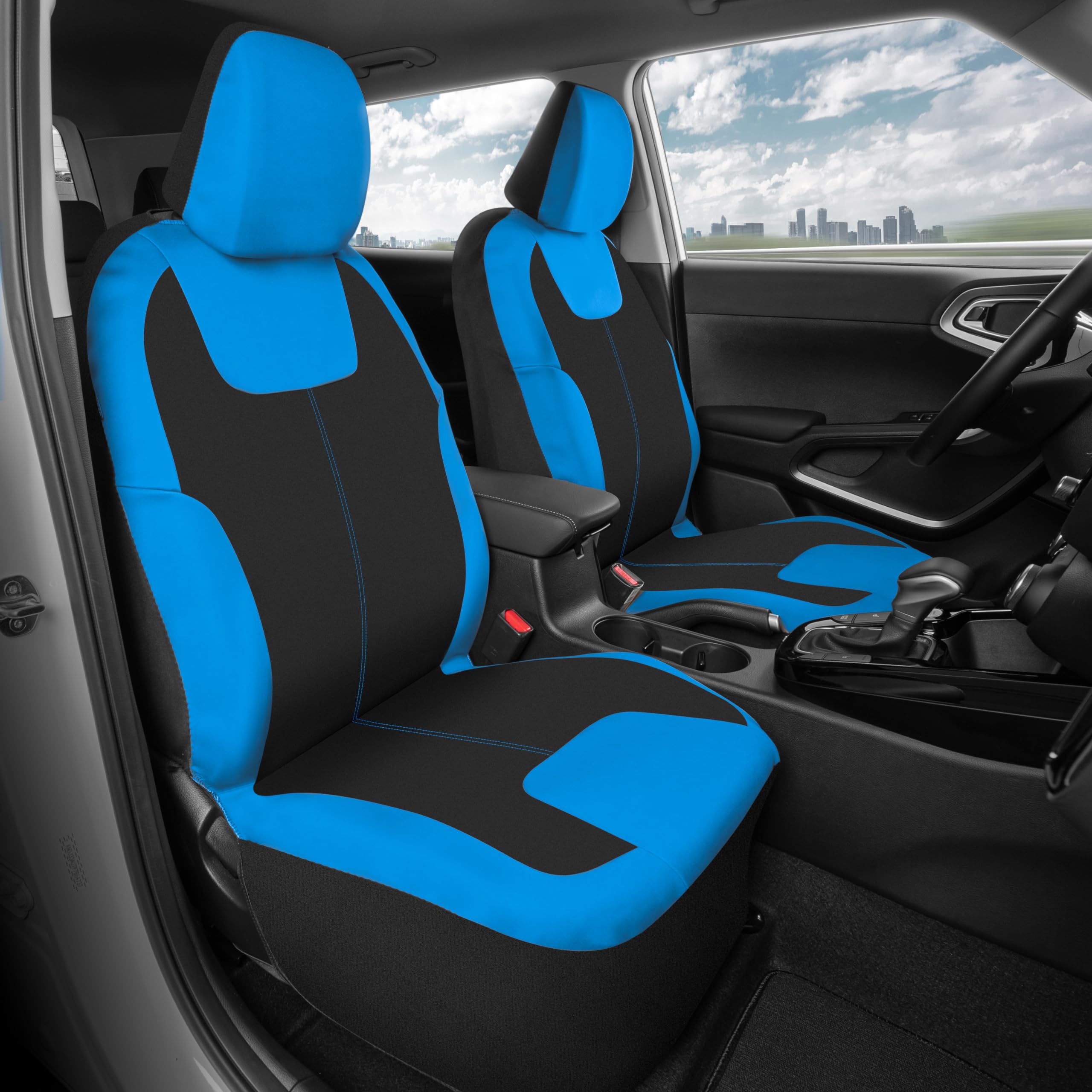 Motor Trend Blue/Black Waterproof Seat Covers for Front Seats - Premium Neoprene Blue Seat Covers, Car Seat Protectors with Remo