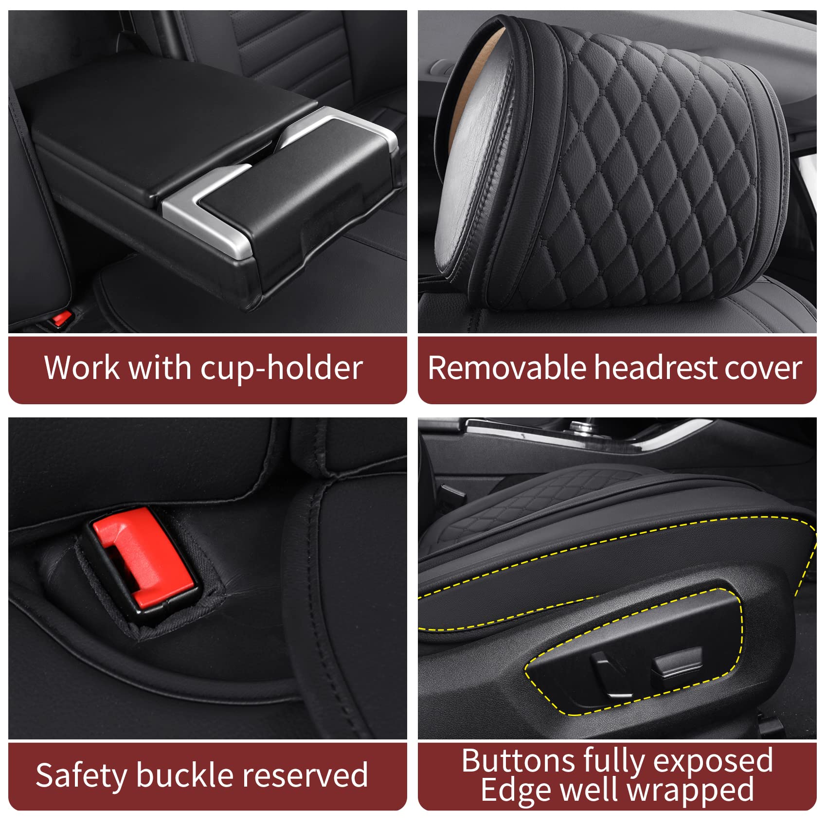 Aierxuan Car Seat Covers Waterproof Leather Universal for Toyota Corolla Honda Civic Accord Nissan Altima Sentra Rogue Kia Hyund