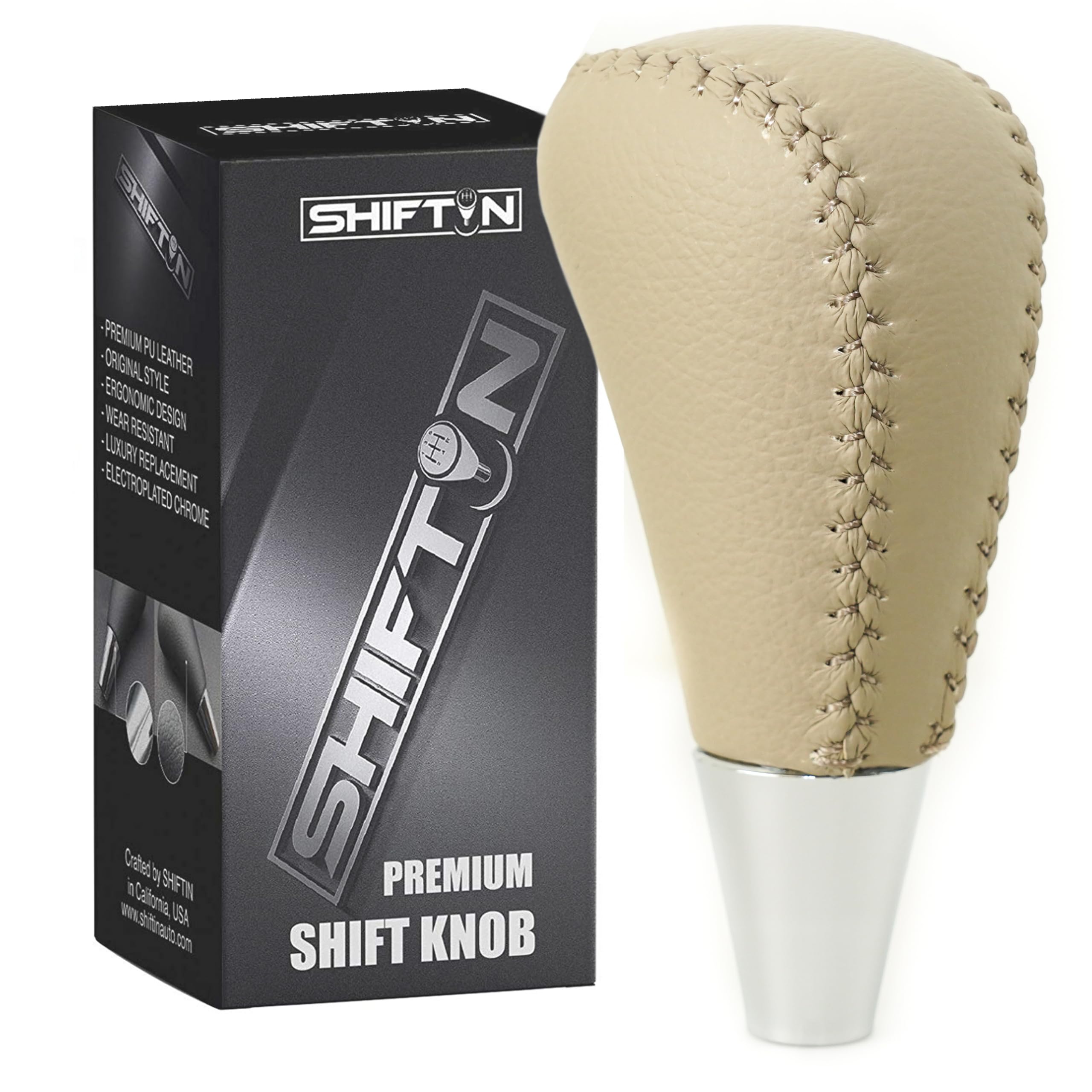 Shiftin Leather Wood Gear Shift Knob For Toyota Avalon Yaris 4Runner Land Cruiser Sienna Camry Solara Tacoma And Lexus Es300 Es3