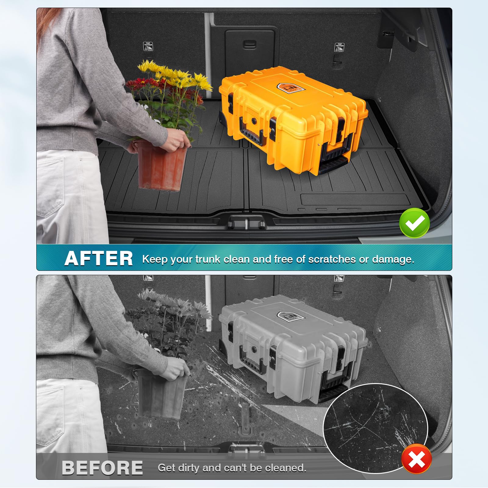 Mixsuper Custom Fit Cargo Liner for 2018-2023 Volvo XC40/ 2022-2023 Volvo C40 Recharge, All Weather Trunk Mat 3D Anti-Slip Rear