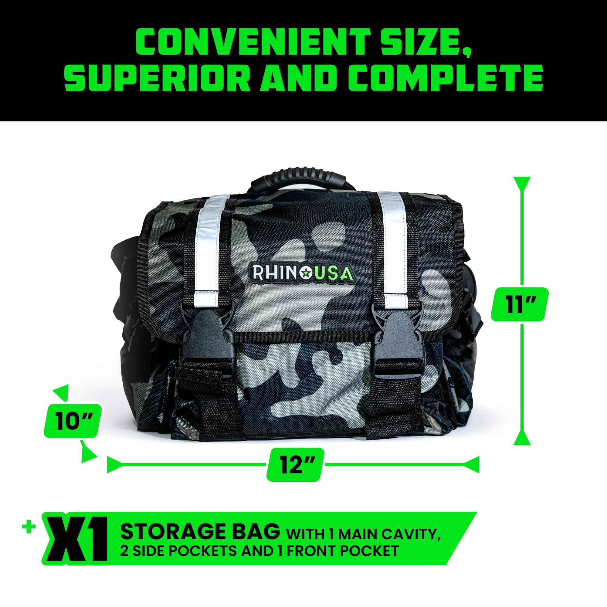 Rhino Usa Recovery Gear Storage Bag (Camo)- Ultimate Recovery Kit Bag For Organization In Your Vehicle - Use With Your Tow Strap