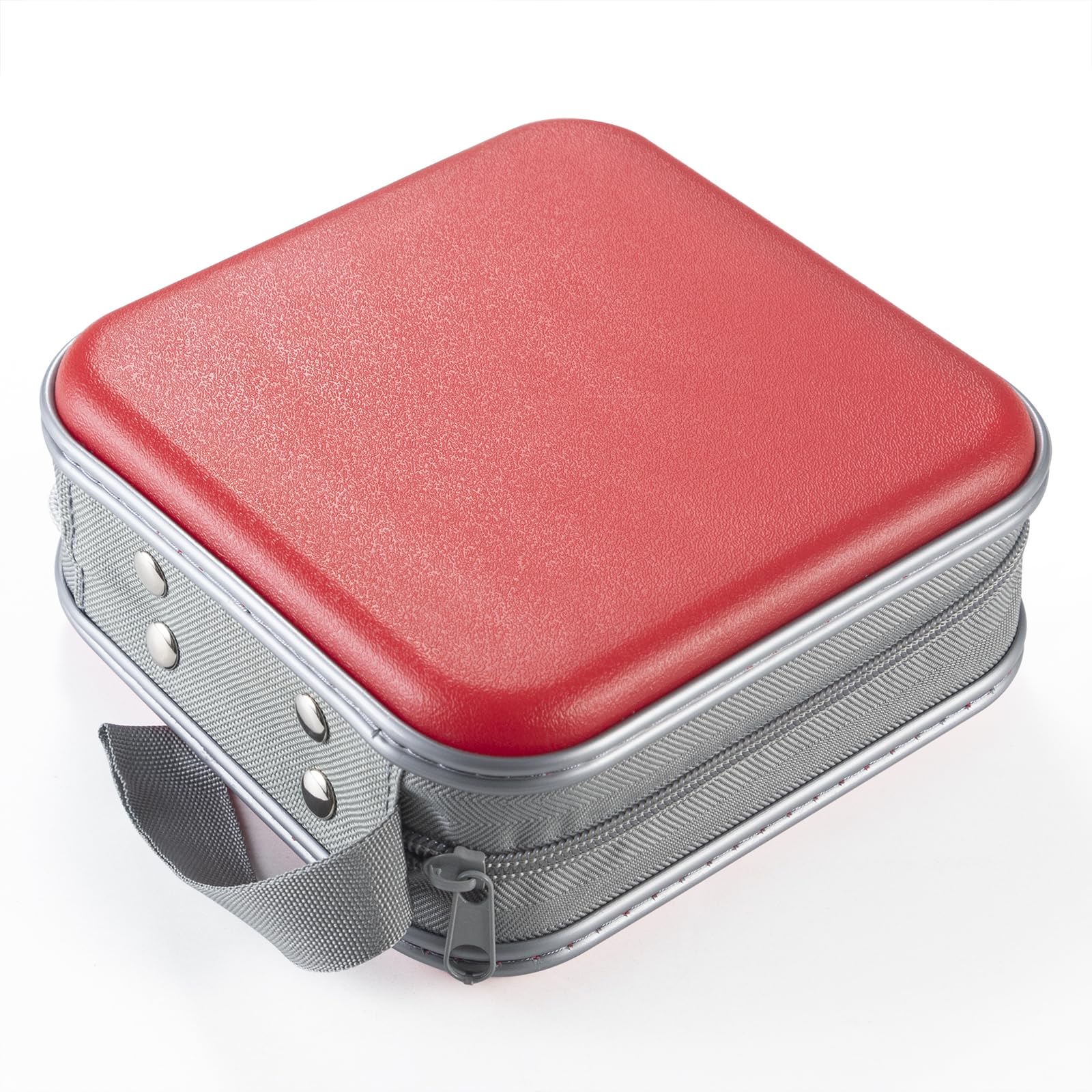 Uentip Cd Case For Car,48 Capacity Dvd Case Portable Zipper Cd Case Holder Large Storage Cd Wallet Cd Organizer Home Travel (Red