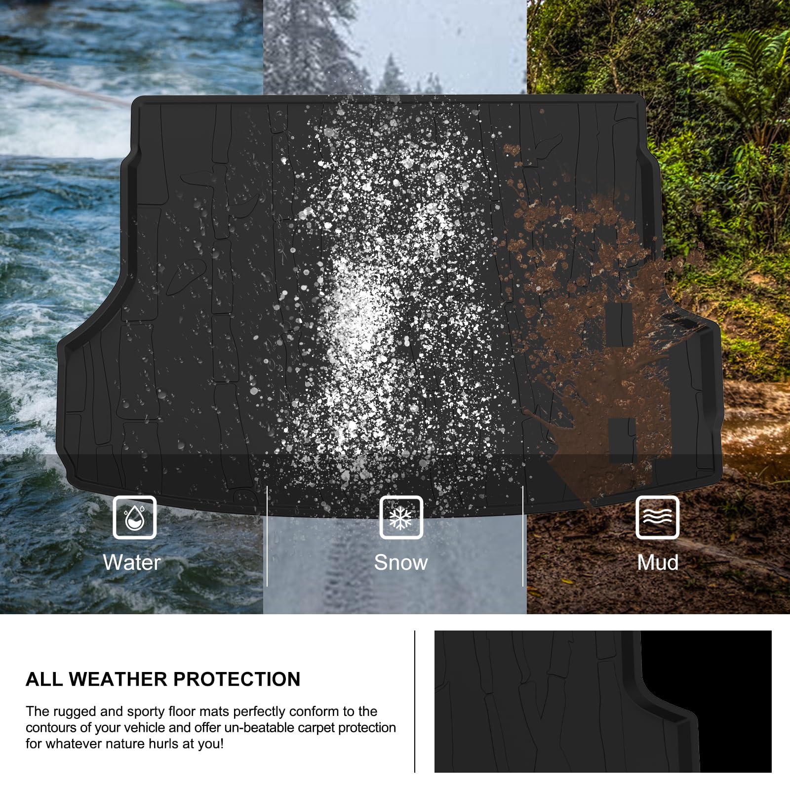 KIWI MASTER Cargo Trunk Mat for 2019-2025 Subaru Forester OEM Replacement J501SSJ300 All Weather Tray Mat TPE Slush Liner Black