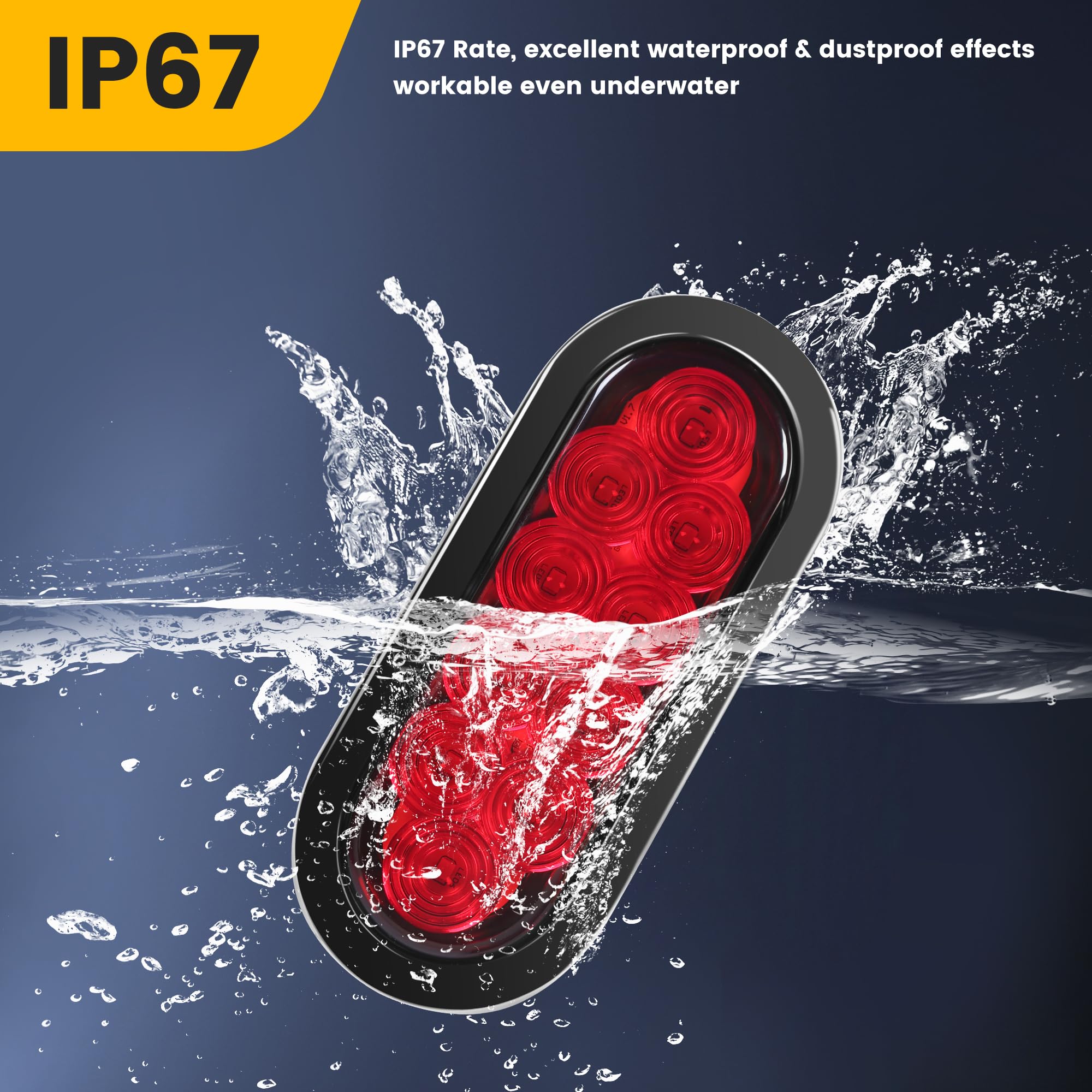 Maxxhaul 80684 6'' Led Submersible Oval Led Stop/Turn Trailer Tail Light, 2 Pack