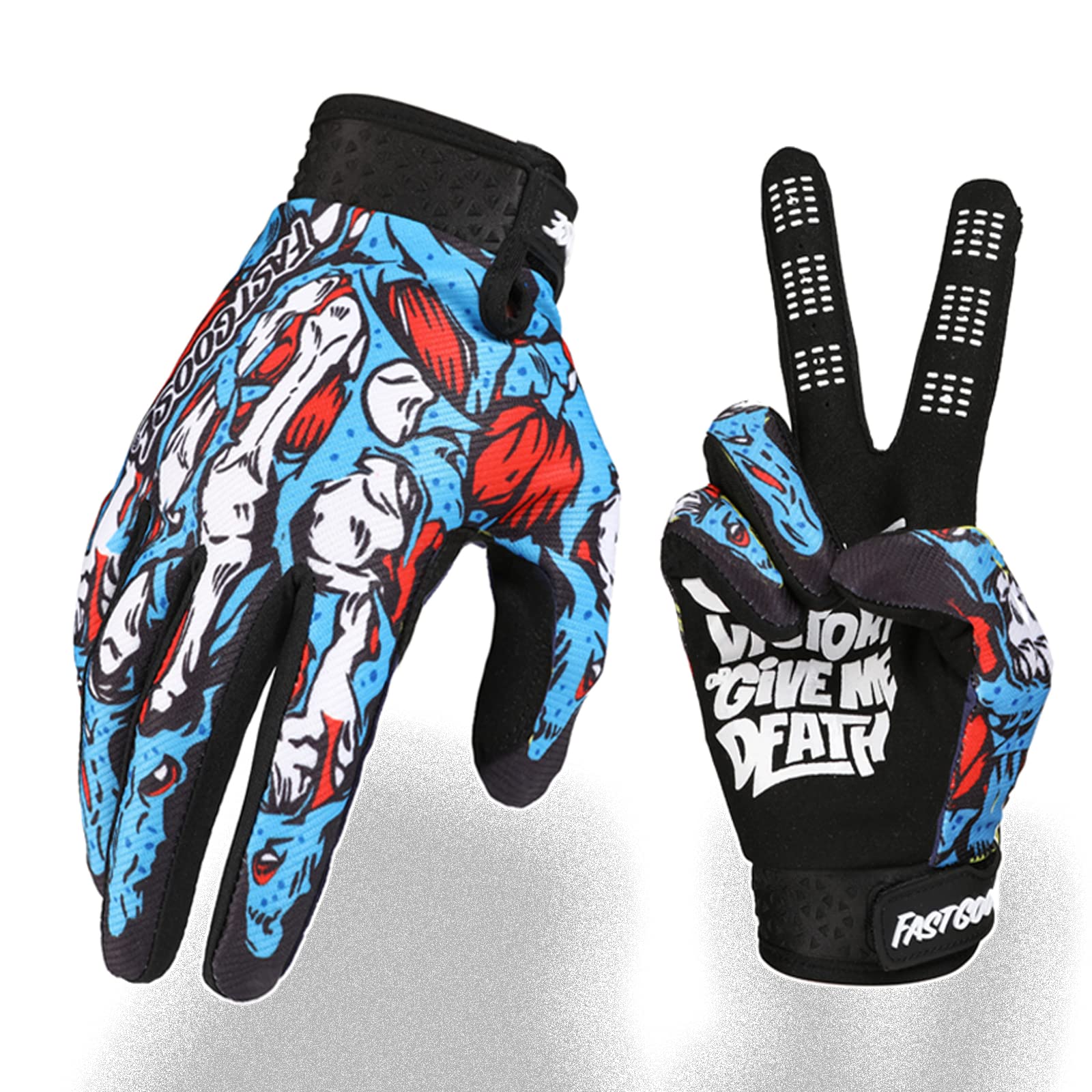 Fastgoose Skeleton-Paw Motorcycle Gloves For Men&Women,Cycling Glove Breathable Dirtbike Glove For Atv Mtb Motocross Racing (Blue0001, X-Large)