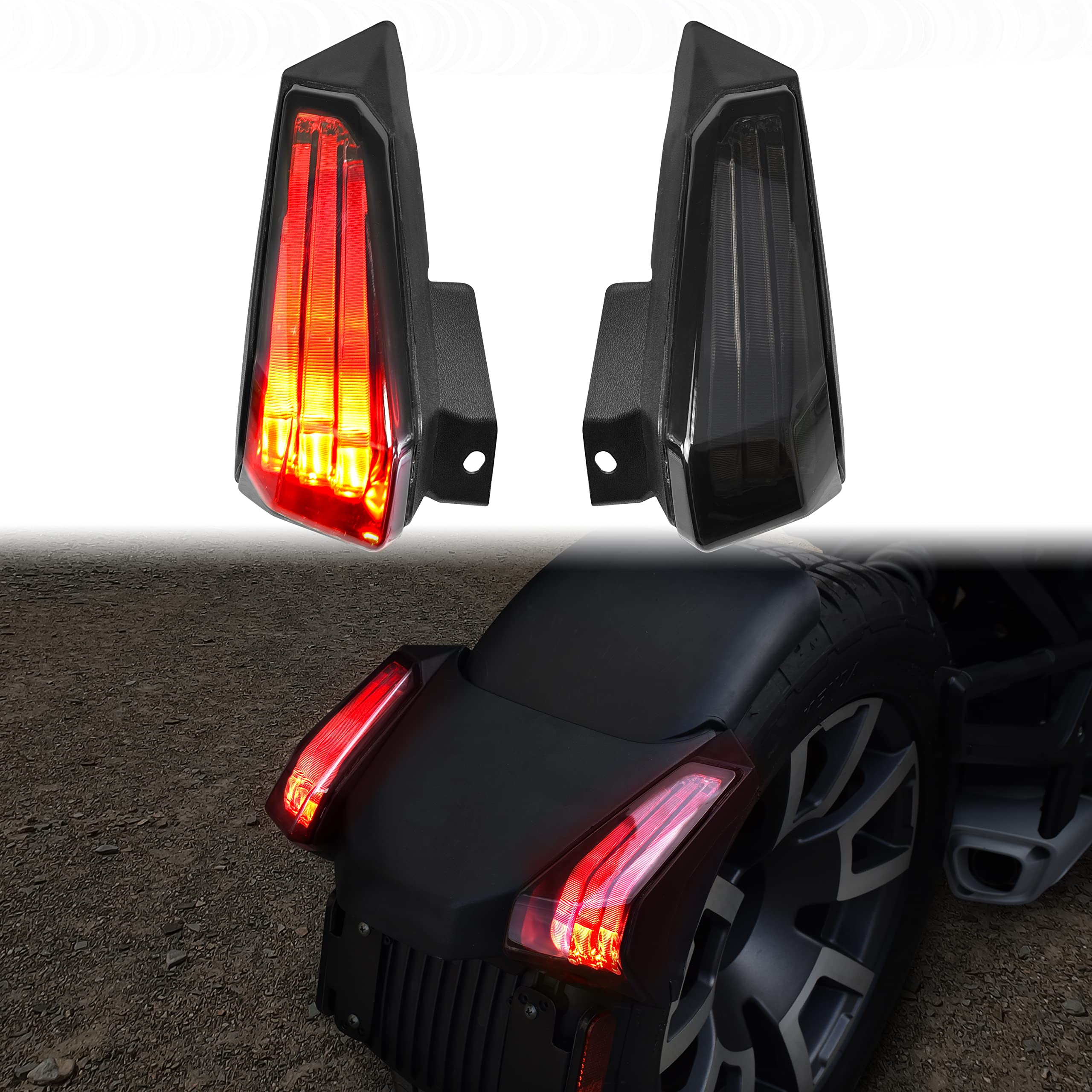 Sautvs Led Taillights For Can Am Ryker 600 900, Led Smoked Black Tail Light Brake Light Taillight For Can-Am Ryker 600 900 & Ryker Rally Accessories (2Pcs, Replace #710005284, 710005285)