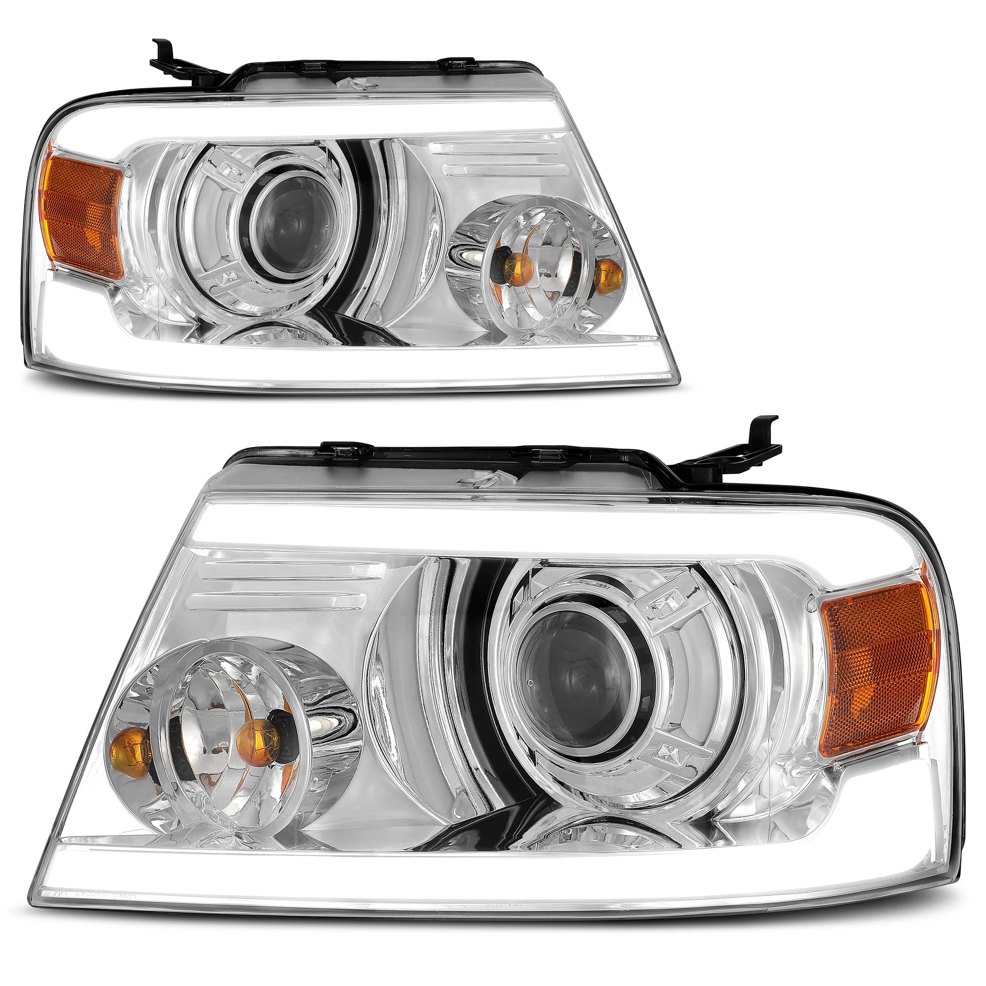 Autosaver88 Led Drl Headlights Assembly Compatible With 2004-2008 04-08 Ford F150 Headlamp Replacement Pair Chrome Housing (Not
