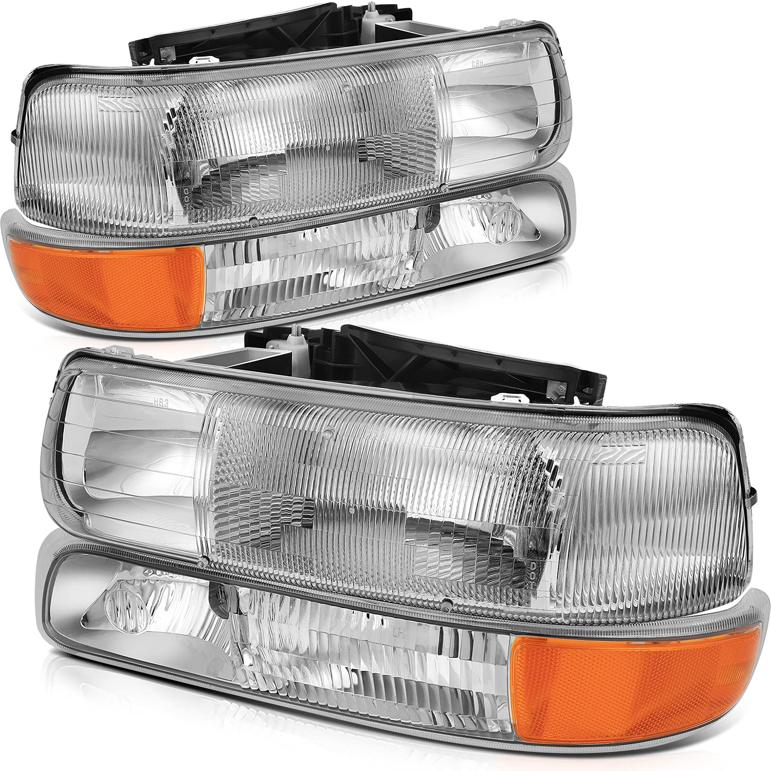 OCPTY Headlight Assembly Pair Replacement For Chevrolet Silverado 1500/2500 1999-2002 For Chevrolet Suburban 1500/2500 2000-2006