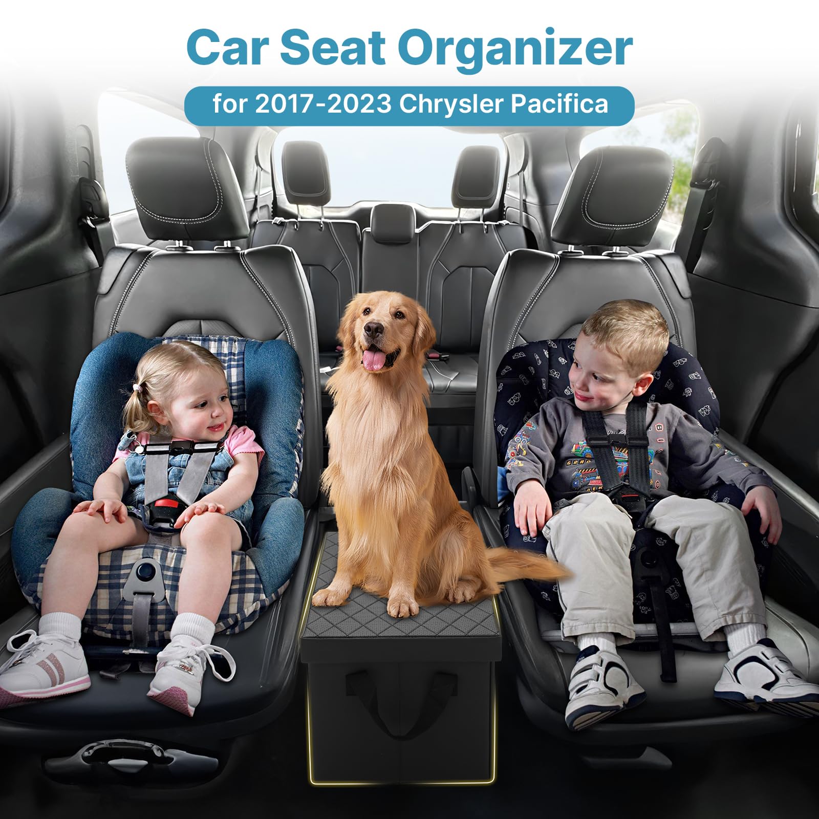 Mixsuper Liner Car Seat Organizer for Chrysler Pacifica 2017-2025, Console Organizer Backseat Box for Pacifica, Dog Toy Box Stor