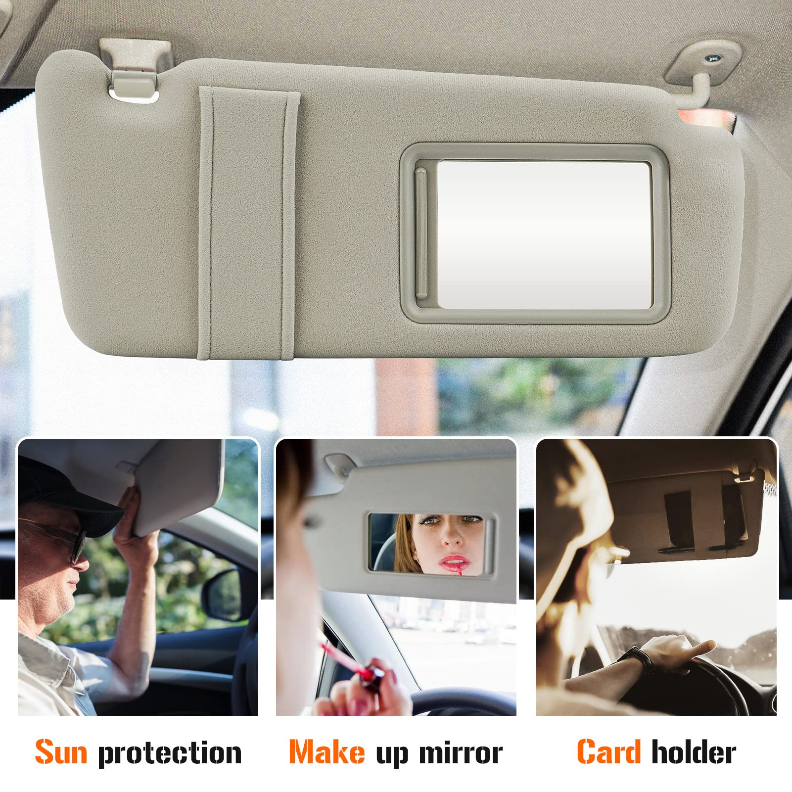 Sun Visor For 2007-2011 Toyota Camry Without Sunroof, Right Passenger Side Beige Sunvisor Replacement 74310-06750-E0