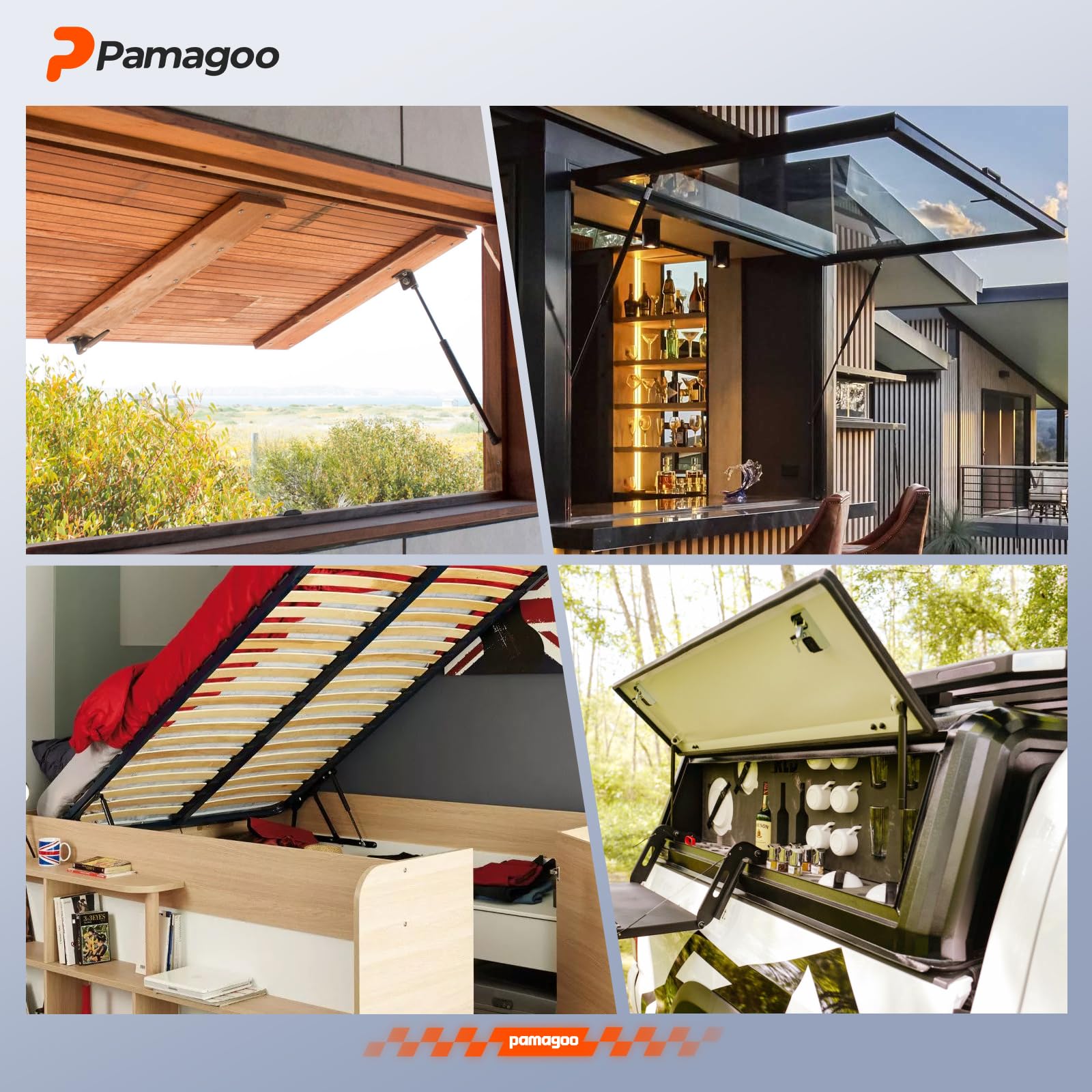 Pamagoo 4529Qb 20 Inch 70 Lbs Gas Struts, Cs2000706 20'' Gas Spring Shock For Rv Bed Storage Lid Tv Cabinet Door Engine Cover Ba