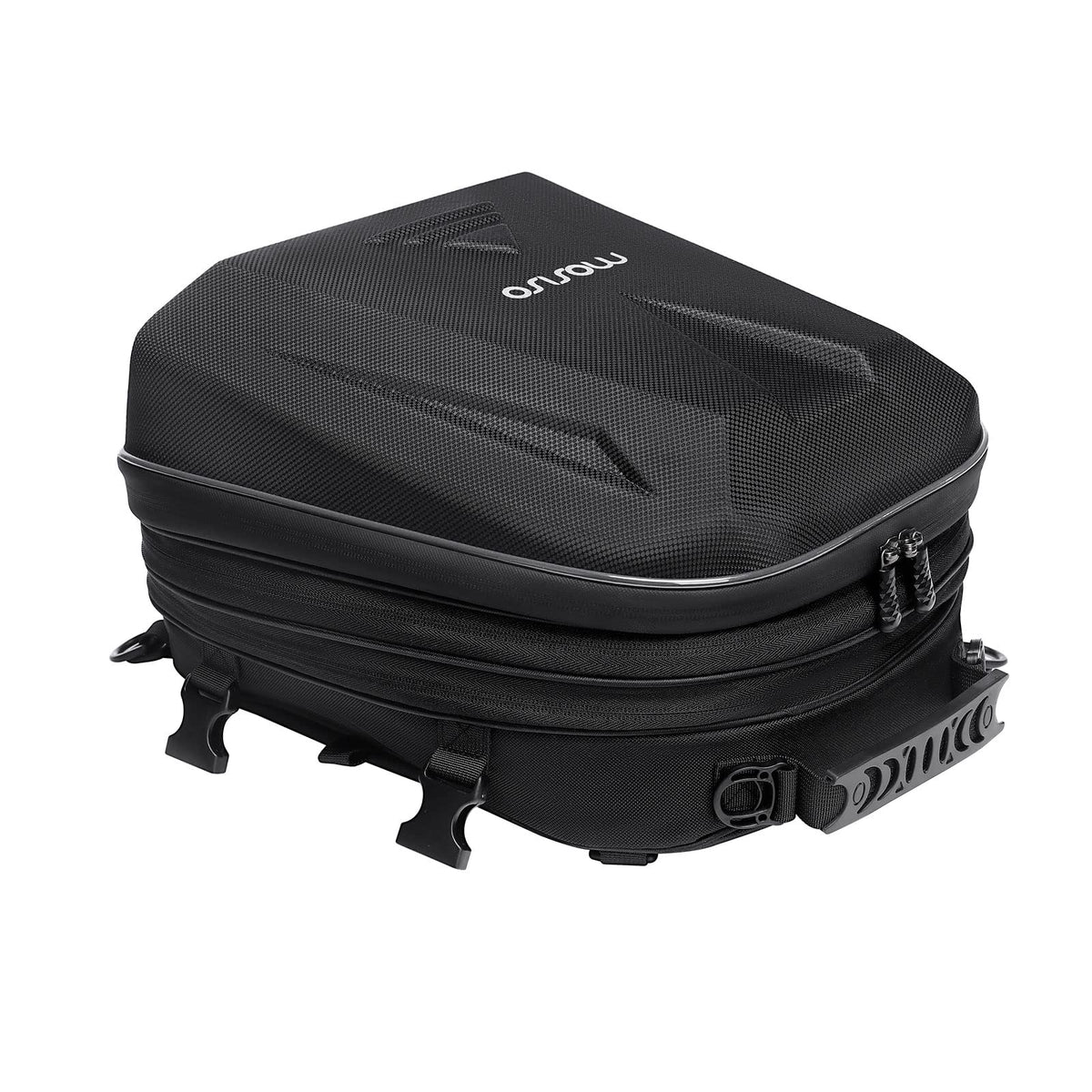 Mosiso Motorcycle Tail Bag, Motorcycle Backpack Helmet Bag With Expandable Capacity 20L-28L, Waterproof Motorbike Rear Seat Storage Luggage Tool Gear Carry Bag With Handle & Rain Cover, Black