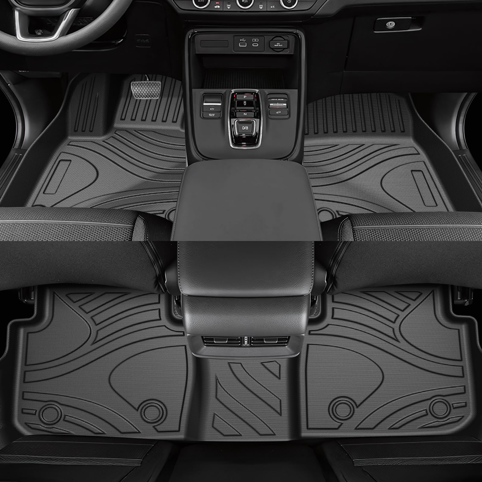 Powerty Floor Mats For Honda Cr-V 2023 2024 2025(Include Hybrid) Accessories All Weather Car Floor Mats, 3D Tpe Anti-Slip Liners