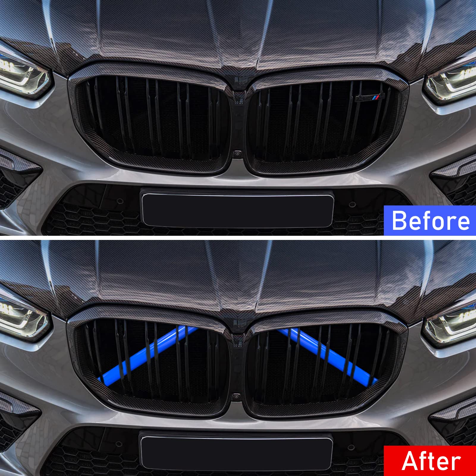 Jaronx Compatible with BMW V Brace Cover,Grille Inserts V Bar Brace Wrap Covers Compatible with BMW X3 F25 G01/ X4 F26 G02/X5 E7