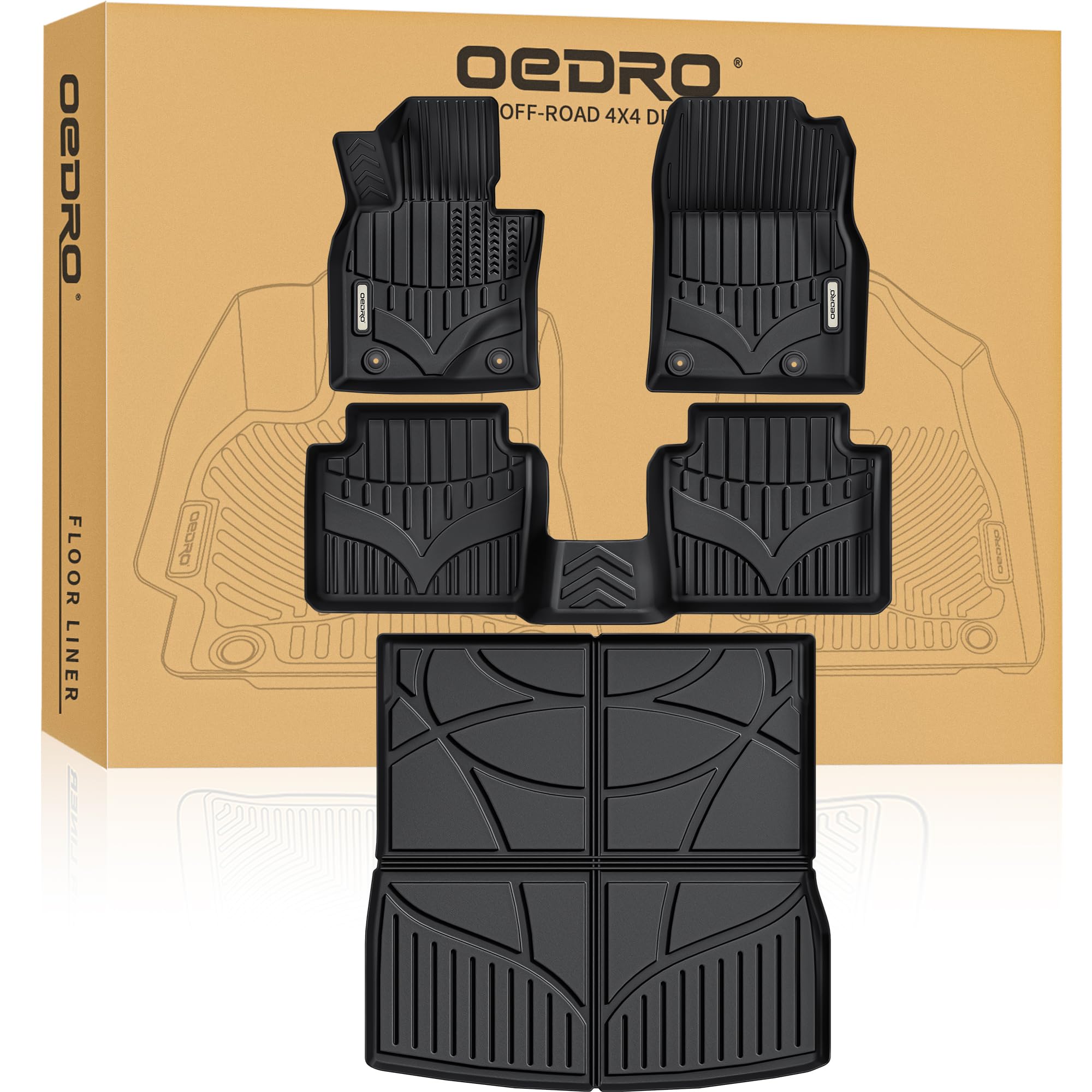 Oedro Floor Mats Cargo Liner Fit For Mazda Cx-50 2025 2024 2023 (Non Hybrid), Tpe All-Weather Guard Waterproof Floor Liners Set