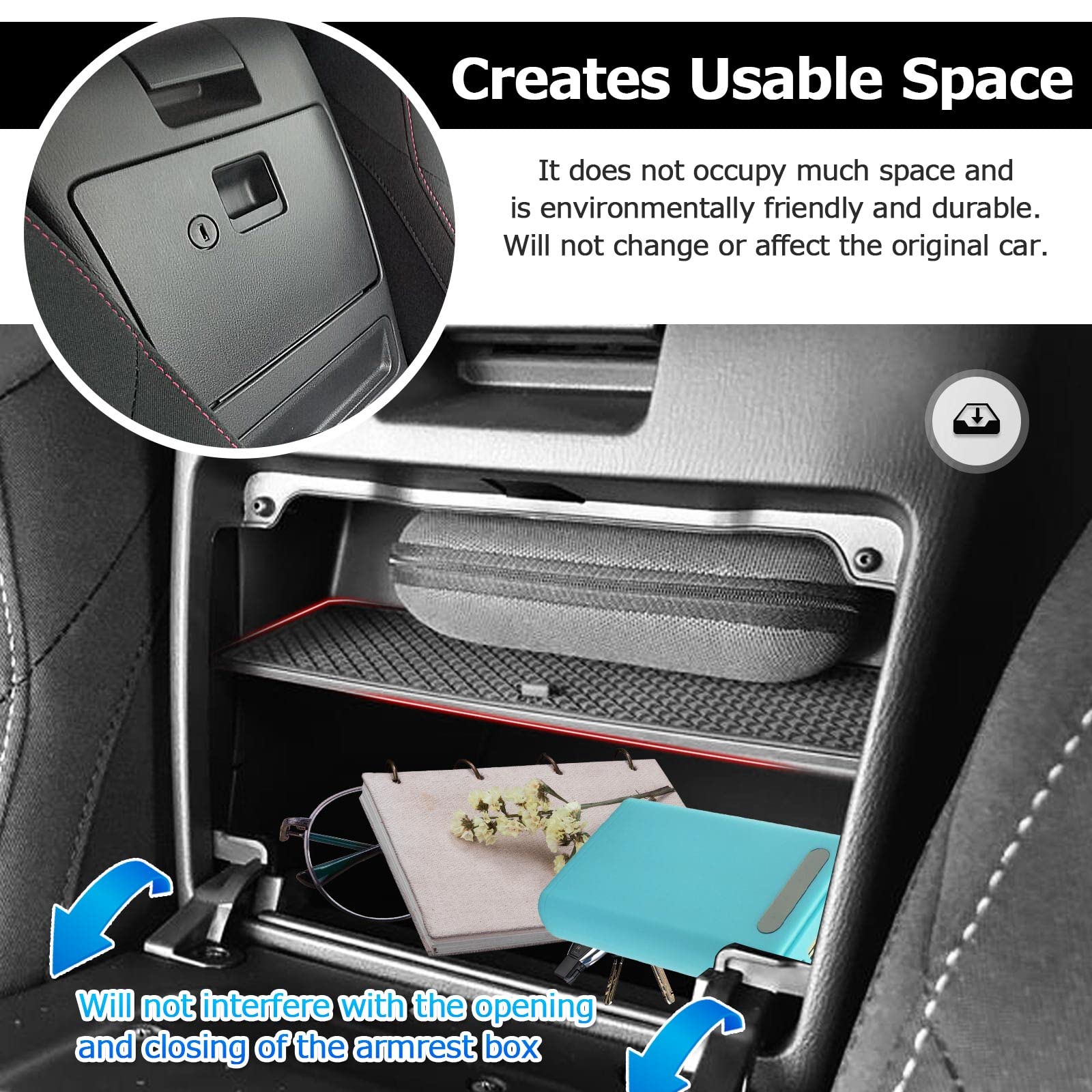 Autorder Center Console Organizer for 2016-2024 Mazda MX-5 RF Miata, Black ABS Glove Box Insert Tray, Model Autorder1026