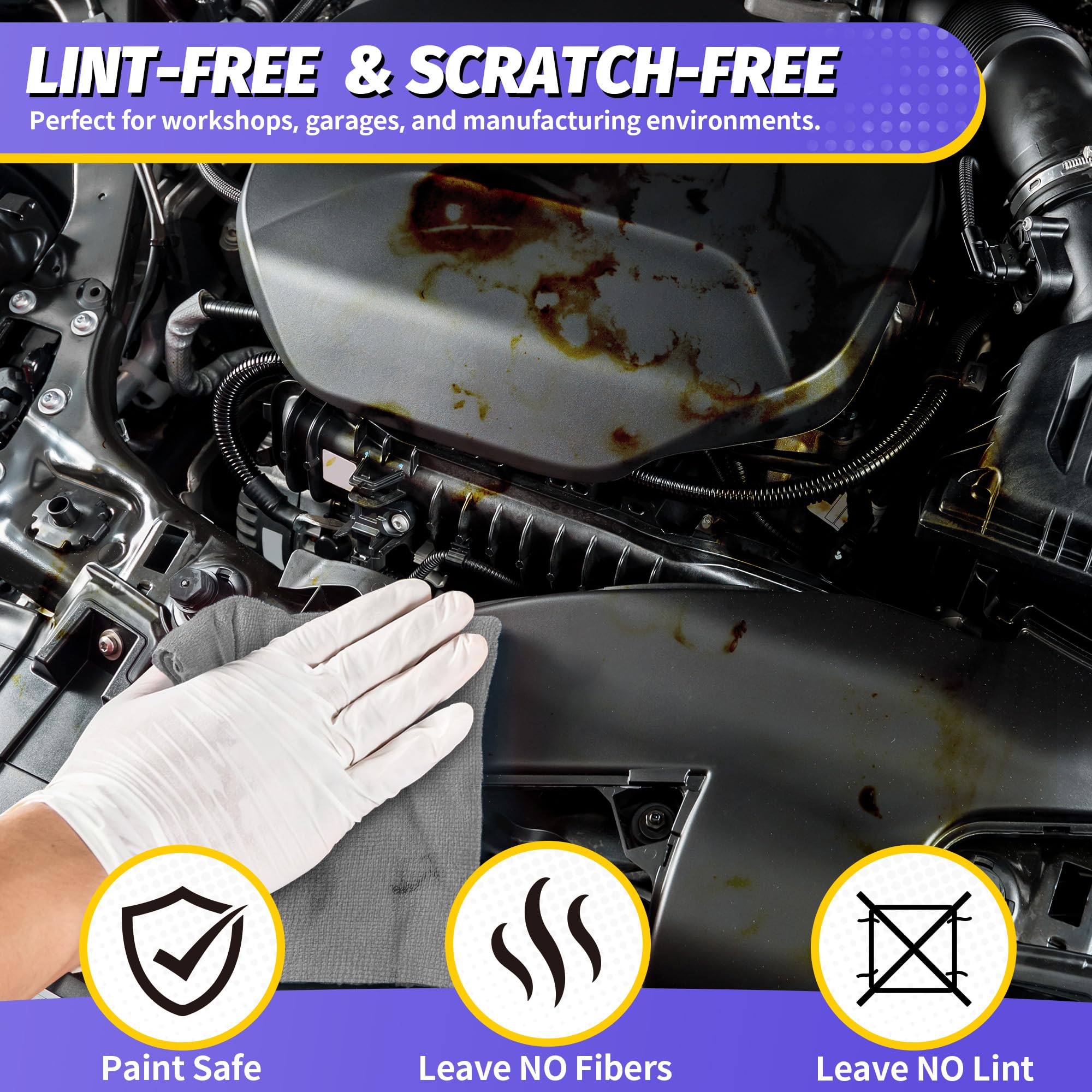 Homerhyme Microfiber Cleaning Cloth,150 Pack Grey Cleaning Rags, Bulk All-Purpose Lint-Free Shop Towels Wipes, Commercial Micro