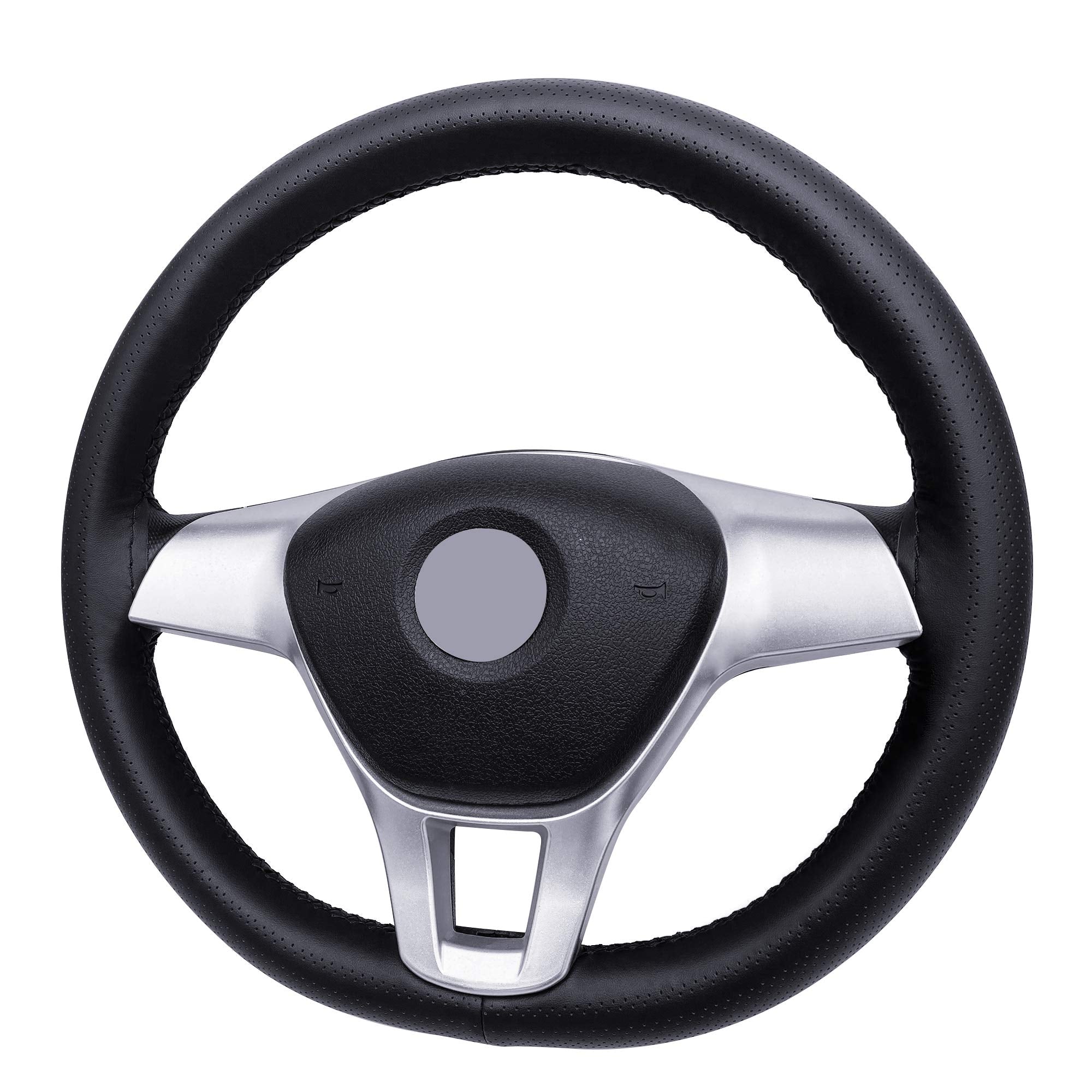 Carodi Leather Steering Wheel Cover, Breathable Non-Slip Design, Soft And Comfortable Feeling, Universal 15 Inch Auto Car Steeri