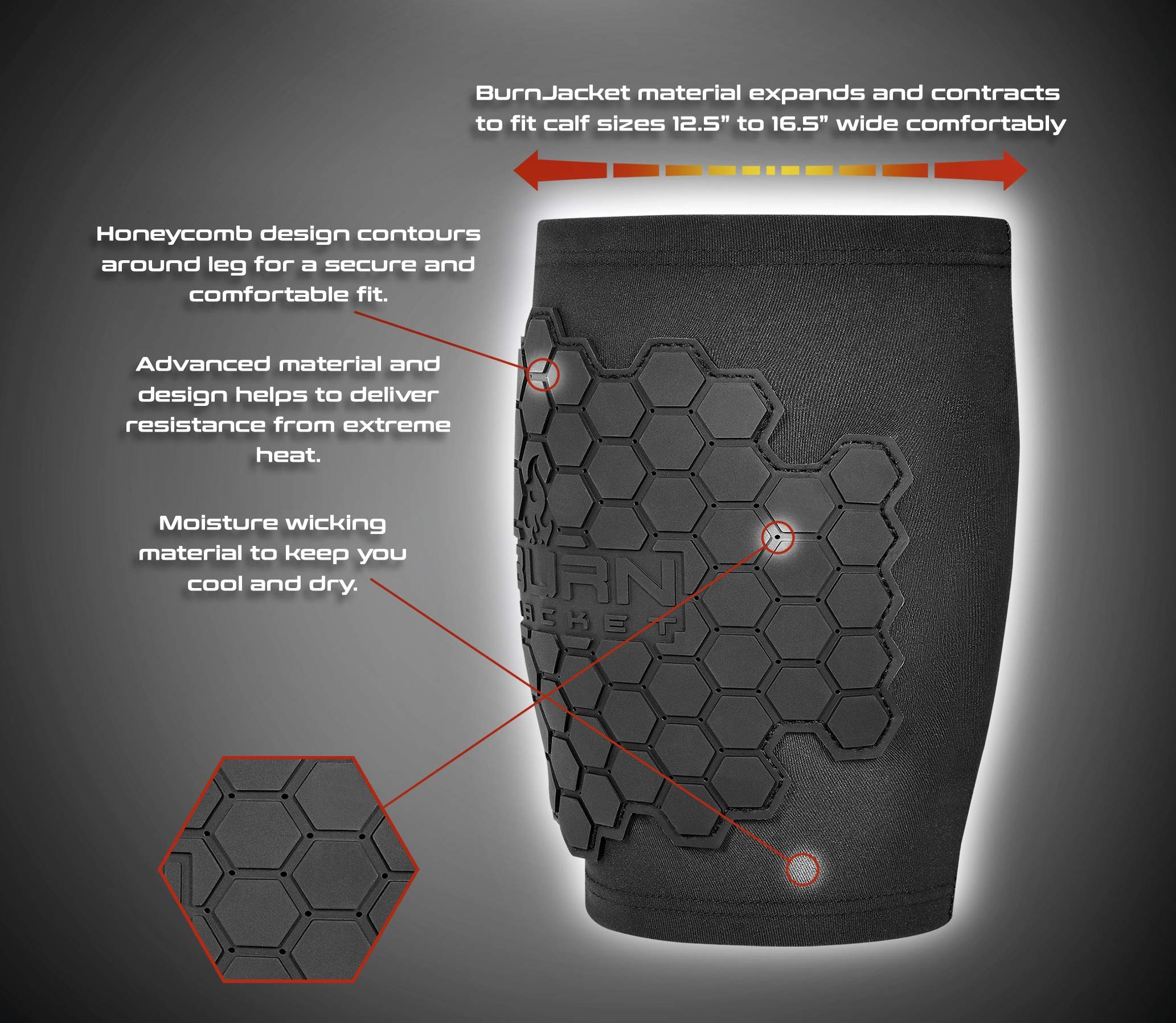 Burn Jacket Motorcycle Exhaust Pipe Sleeve - Dual Layer Protection, 12.5-16.5" Calf Guard, Black Fabric, Model BURN1