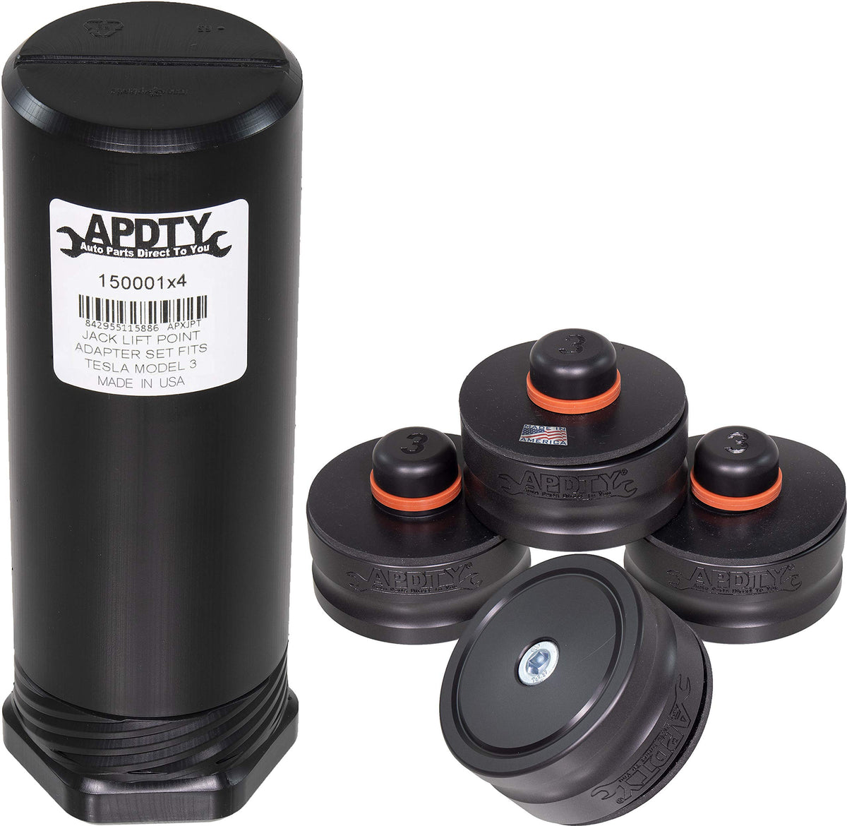 Apdty 150001X4 Jack Lift Point Pad Adapter Set Of 4 Fits Tesla Model 3 (Protects Battery, Paint, & Side Skirts; Use 1 With A Flo