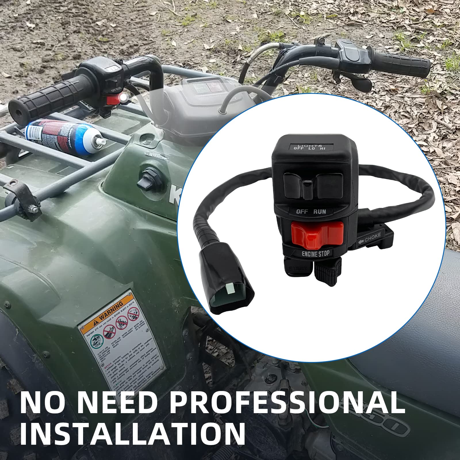 Control Switch Button Start Kill Stop Headlight For Bayou 220 Klf220 96-02 Bayou 250 Klf250 03-11, Oem# 46091-1624