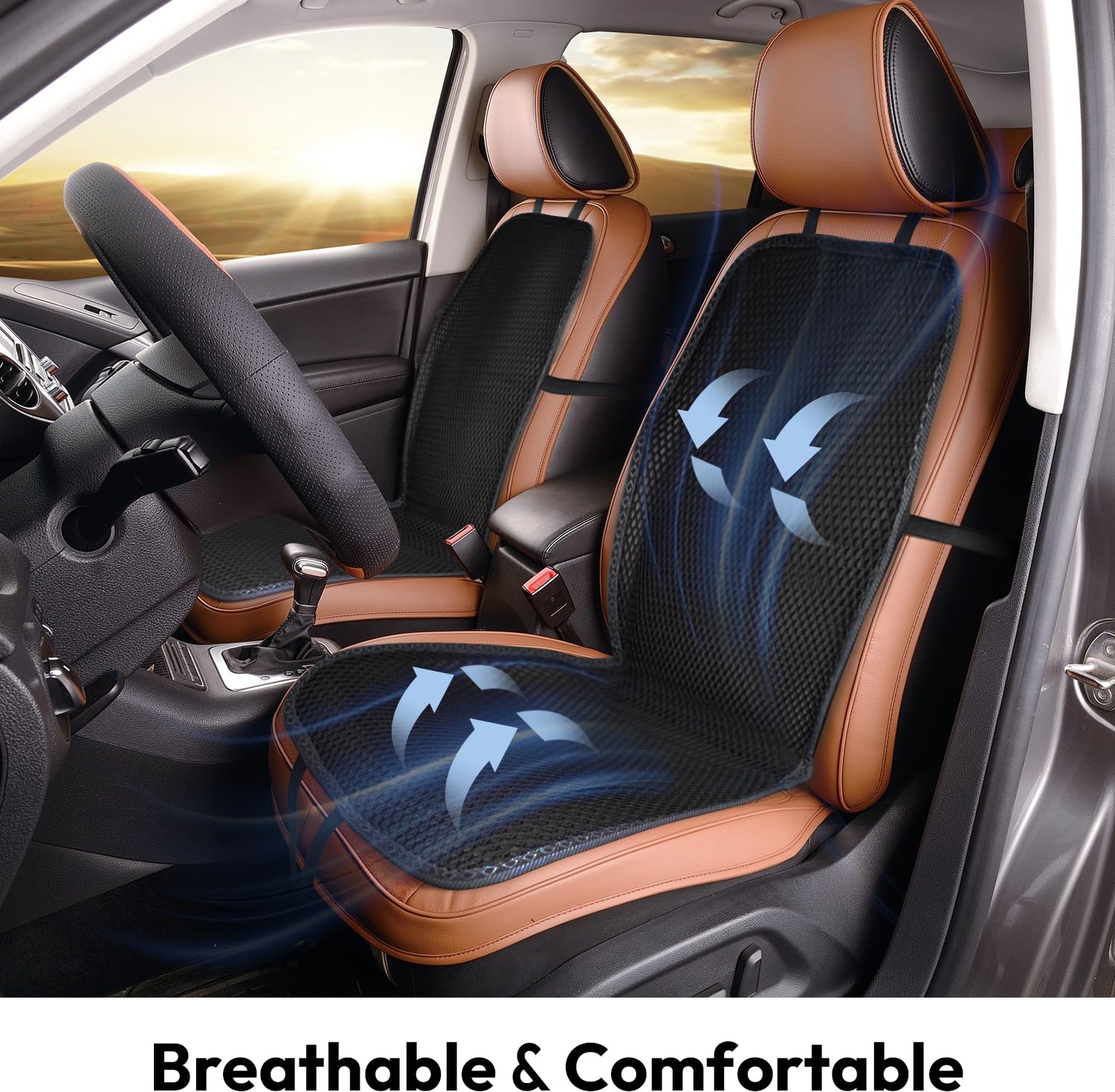 carrotez 3D Air Mesh Car Seat Cushion Pad, Breathable Cool Chair Pad for Home, Office, Wheelchair, 41 x 15, Black