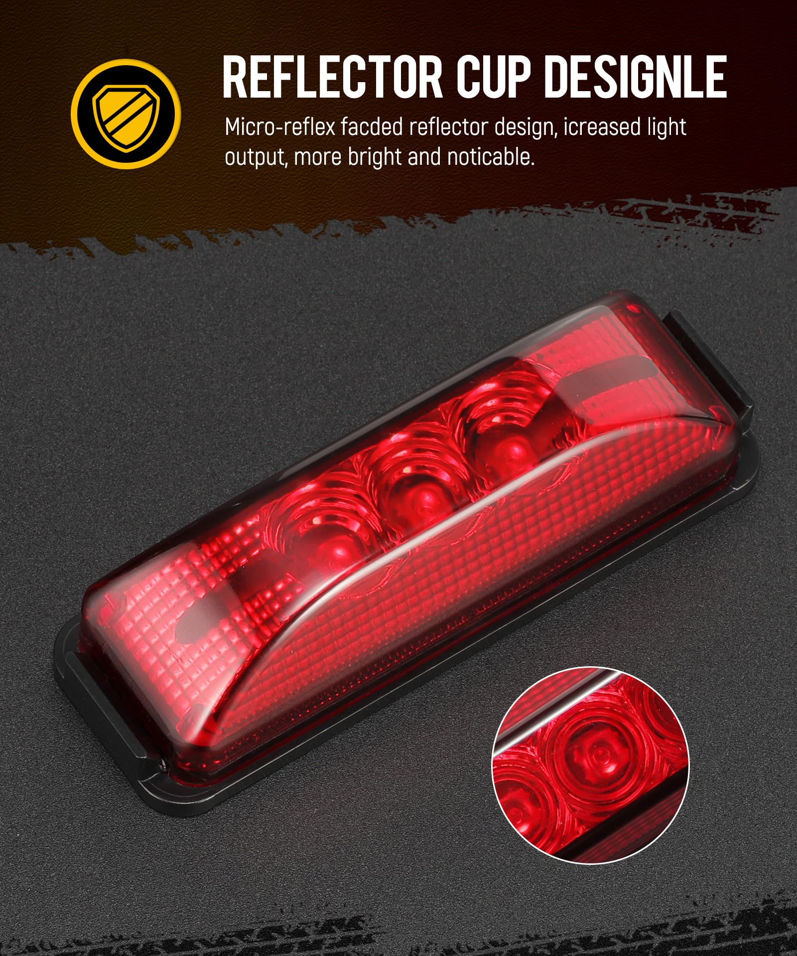 Partsam 10Pcs 3.9 Inch 3Led Side Marker Clearance Lights With Reflectors For Rv Truck Trailer Camper Ute Utv, Sealed Waterproof,