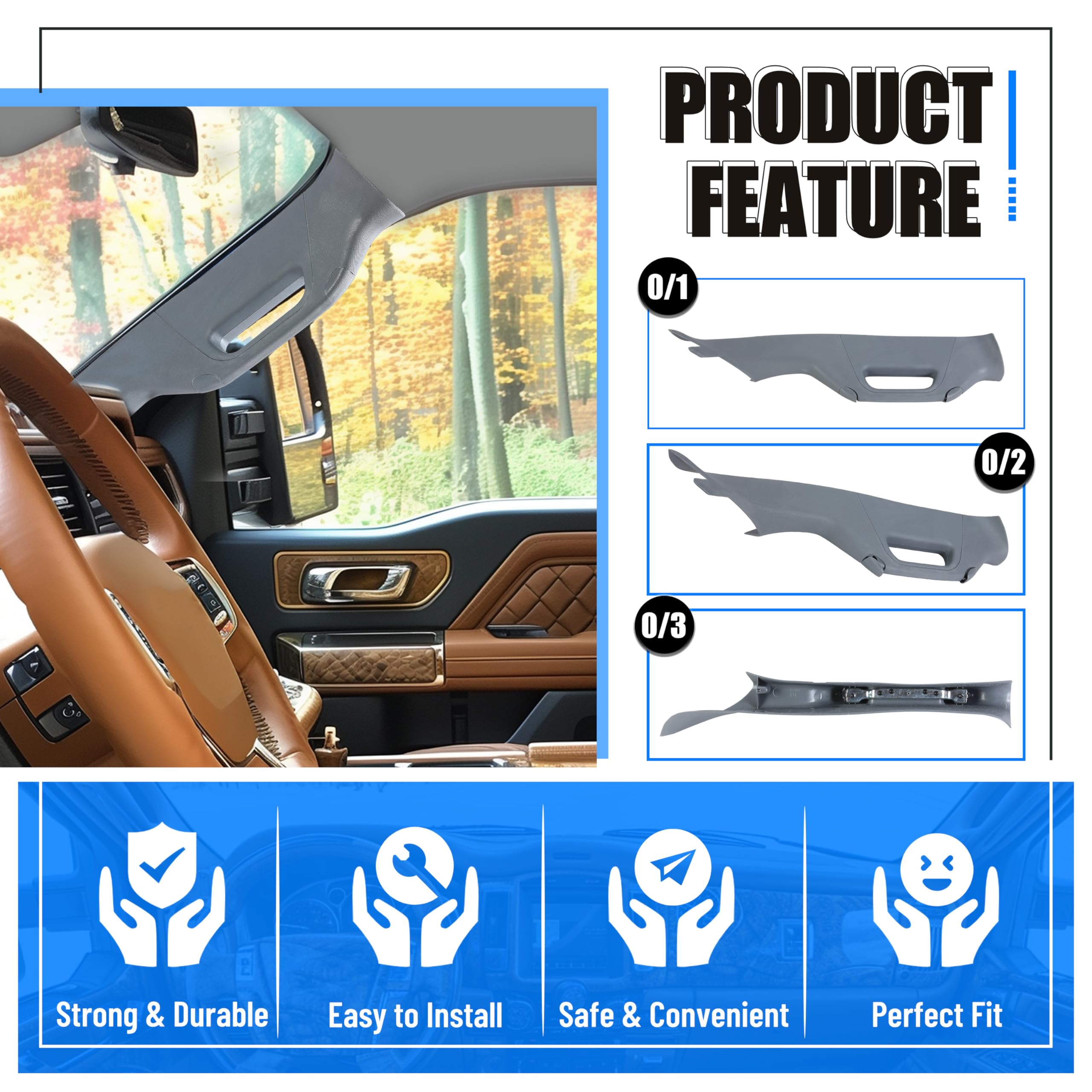 A Pillar Grab Handle Interior Trim Right Passenger Side Compatible With 2011-2016 Ford F-250 F-350 F-450 F-550 Super Duty Replac