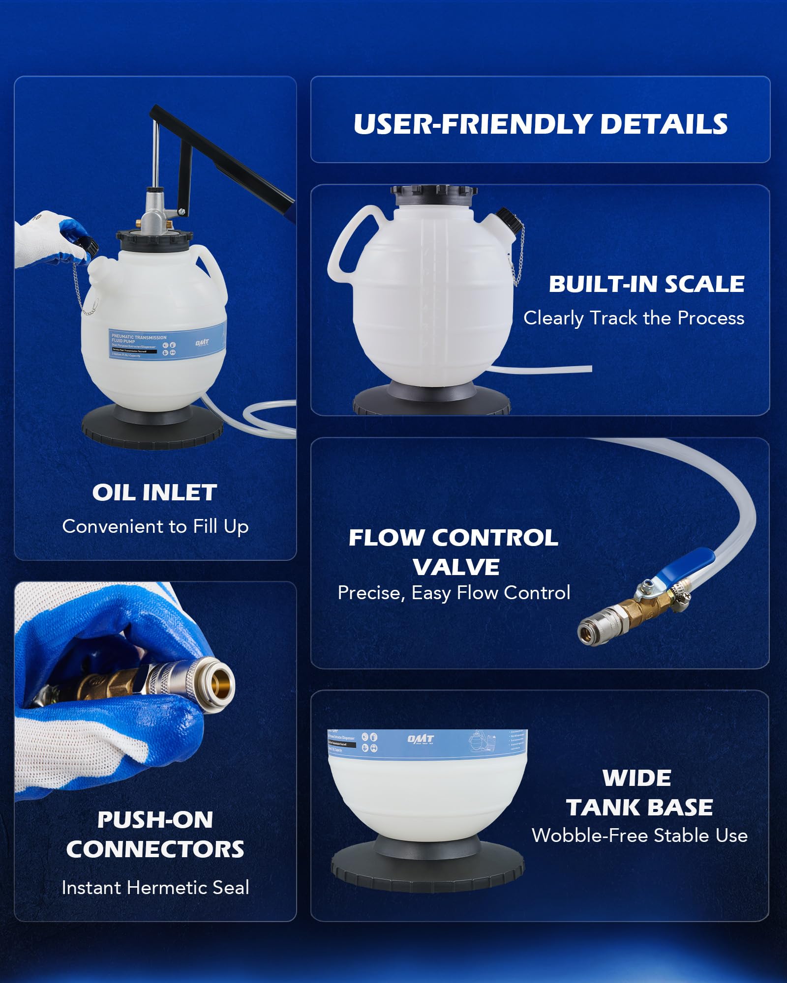 Orion Motor Tech 7.5L Transmission Fluid Pump, 2 Gallon Manual ATF Refill Kit Transmission Fluid Hand Pump Automotive, Transmission Fluid Transfer Pump, Transmission Fill Pump with 15 ATF Adapters