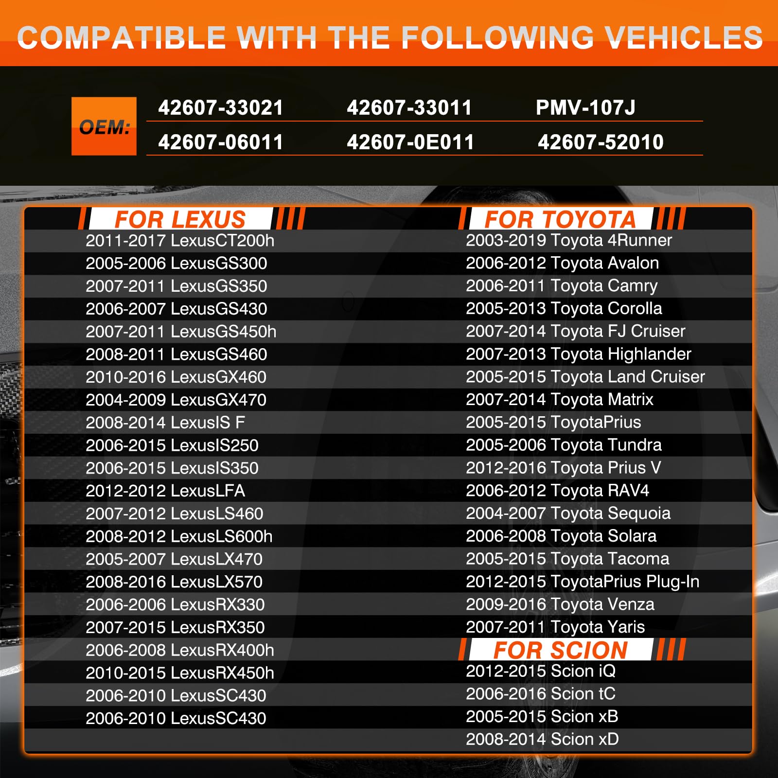 TPMS Tire Pressure Monitoring Sensor Fit for Toyota 4Runner Corolla Highlander Land Cruiser Tundra Tacoma FJ Cruiser, Lexus GS35
