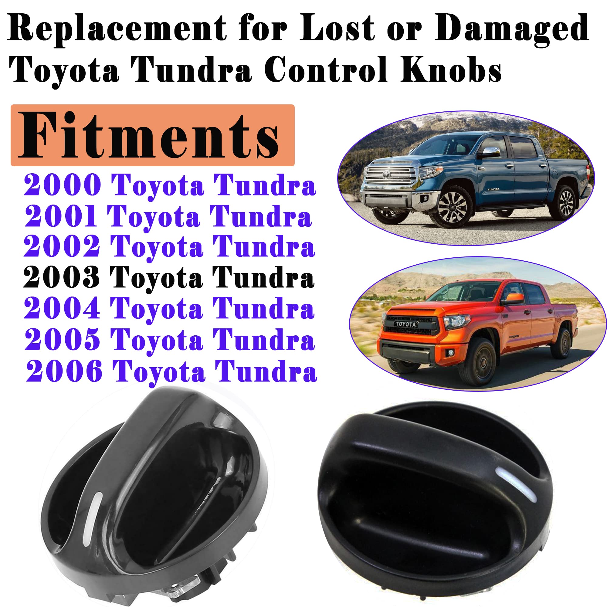 3 Pack 559050C010 Tundra Control Knob Compatible With 2000 2001 2002 2003 2004 2005 2006 Toyota Tundra Climate Control Knob 55905-0C010 Air Conditioner Heater Control Switch Knob