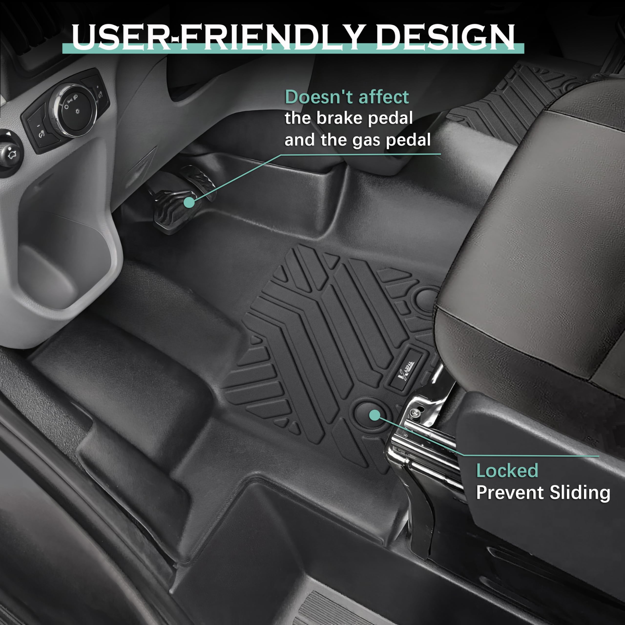 Karpal Floor Mats Front Liner Fit For 2015-2021 Ford Transit 150/250/350/350Hd W/Carpet Flooring (No Fit Transit Connect) Custom