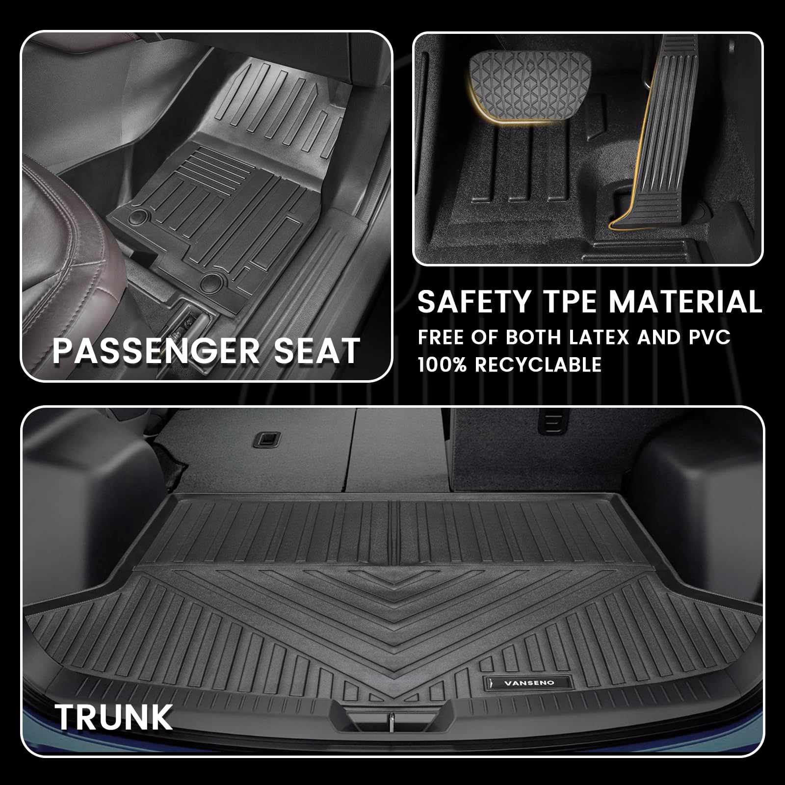 Vanseno Floor Mats and Cargo Liner Compatible for 2013-2016 MazdaCX-5 Trunk Mat Floor Liners All Weather Protection TPE Mats for