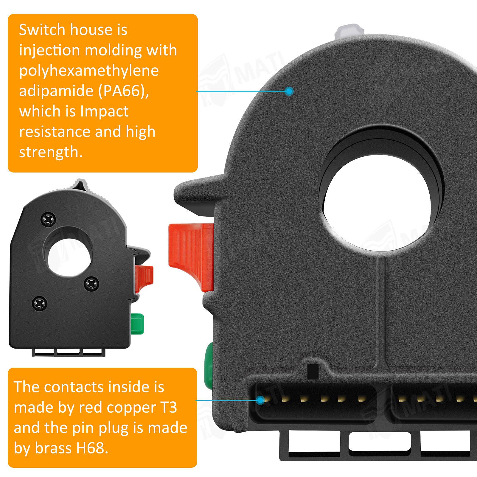 M MATI Left Start Engine Run Off Headlight HI LO Off Handlebar Switch for Polaris Predator 500 Outlaw 450 Outlaw 500 Outlaw 525