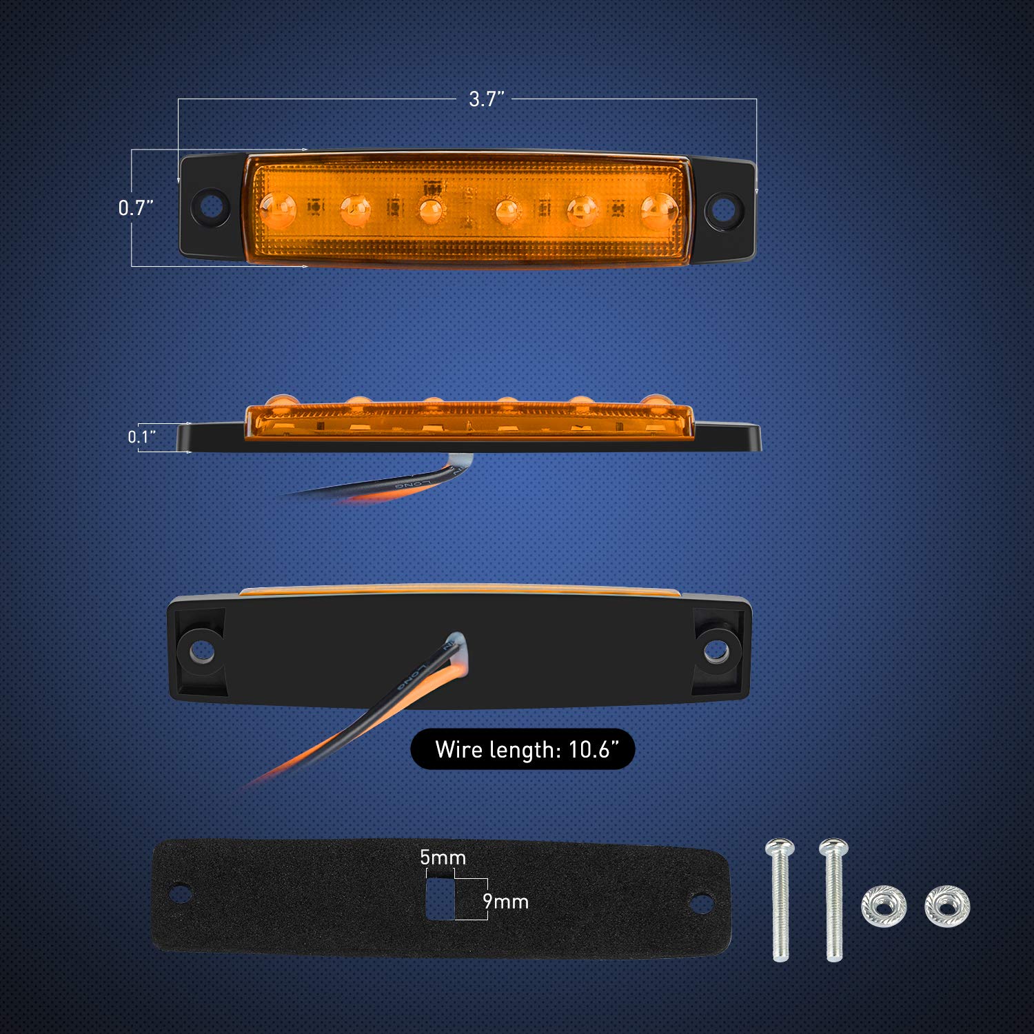Nilight Side Marker Light 30Pcs 3.8 Inch Amber Red White 6 Led Indicator Light Marine Boat Navigation Light Yacht Kayak Sailboat