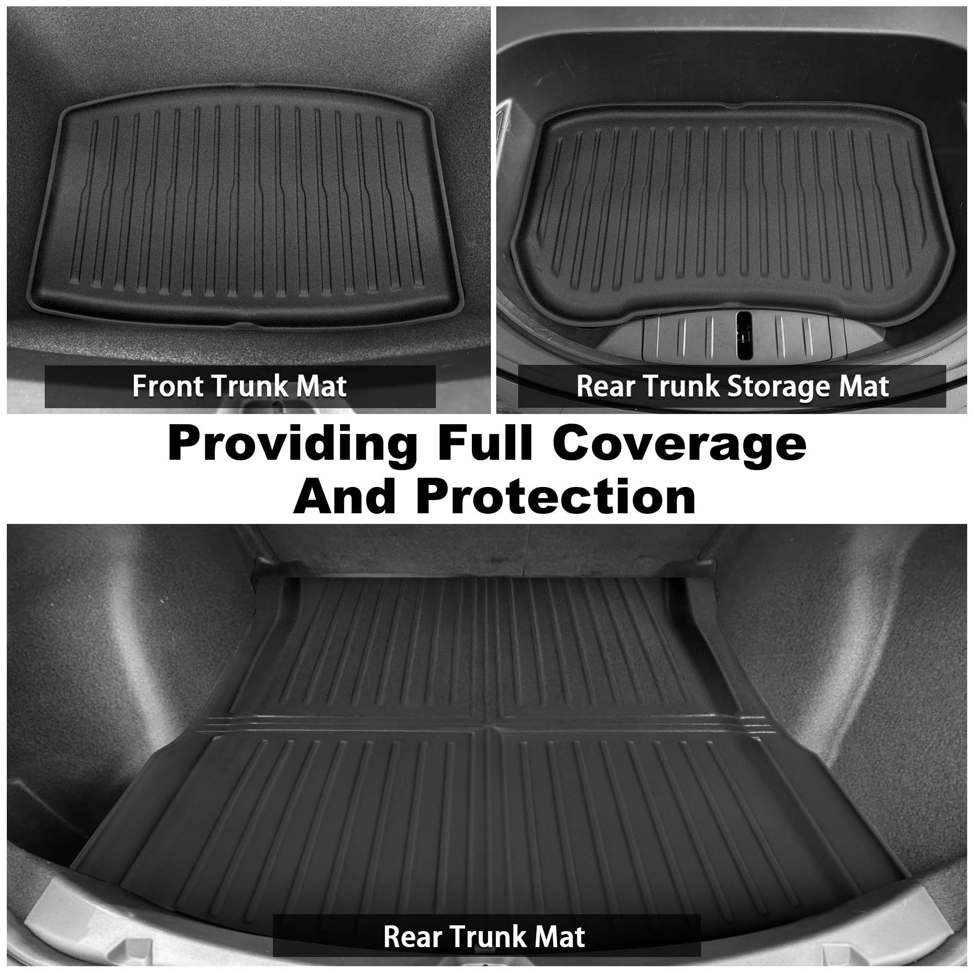 Autocessking Floor Mats Fit For Tesla Model 3 Highland 2025 2024, Custom Fit All-Weather Cargo Liner Full Cover Car Mats With Fr