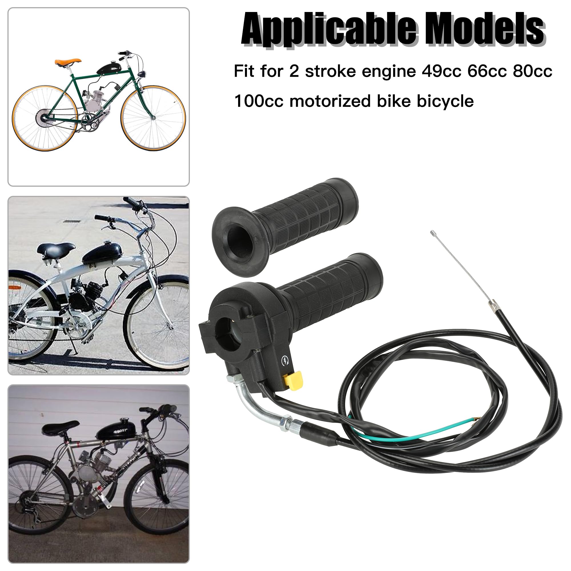 Yoxufa Throttle Cable Assembly Twist Throttle Handle Grip Kit For 2 Stroke Engine 80Cc 100Cc 49Cc 50Cc Gas Motor Motorized Bicycle Bike Parts With 7/8' 22Mm Handlebar