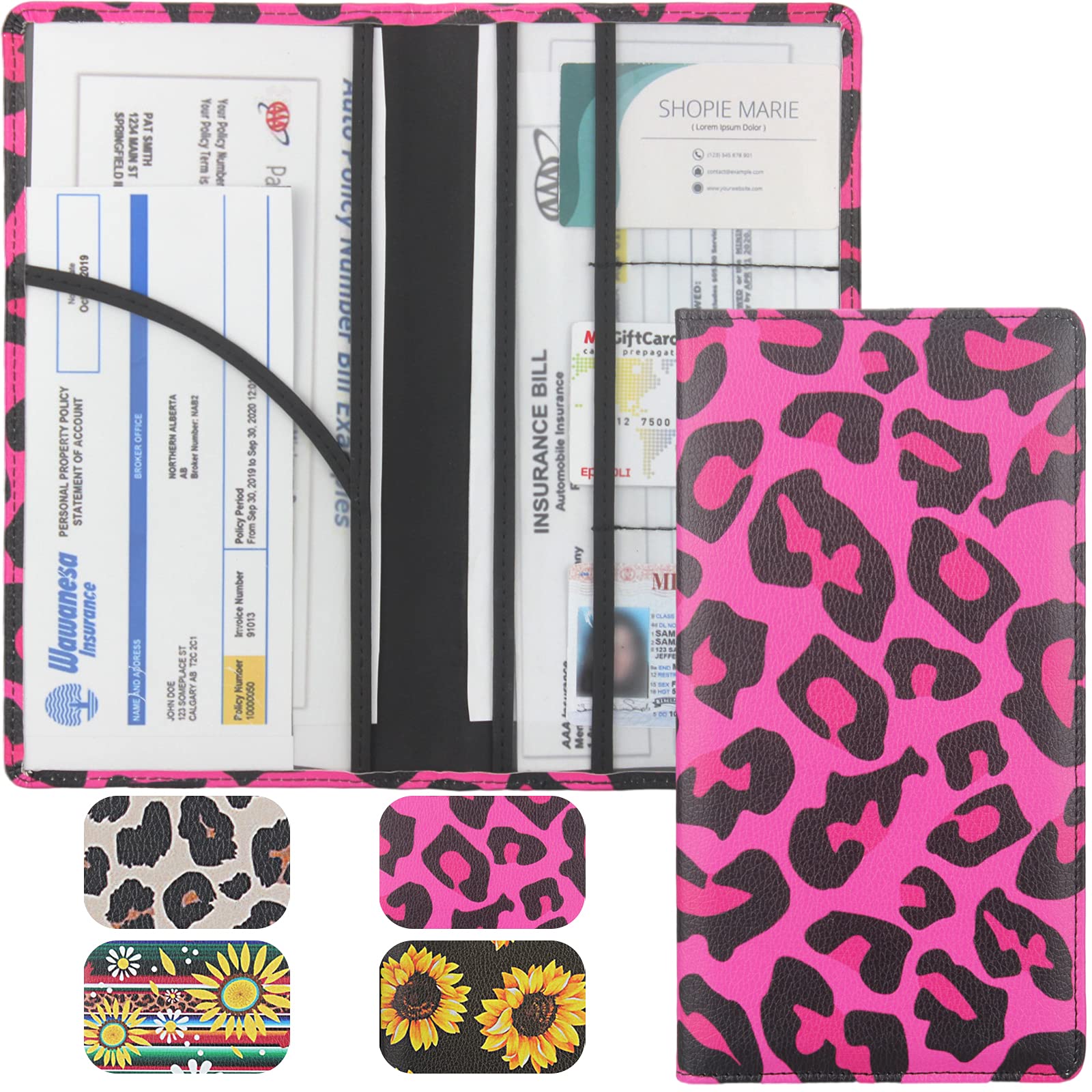 Lumimokki Premium Car Registration & Insurance Card Holder With Magnetic Shut, Vehicle Glove Box Car Organizer - For Documents,