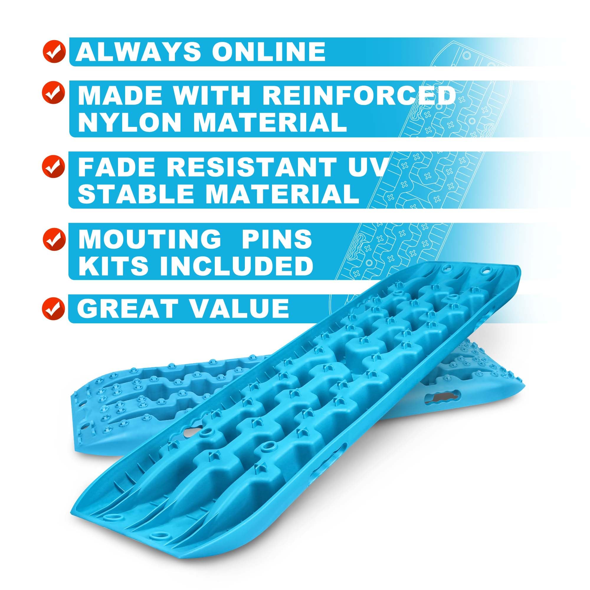 X-Bull New Recovery Traction Tracks Sand Mud Snow Track Tire Ladder 4Wd (Cyan Blue, 3Gen)