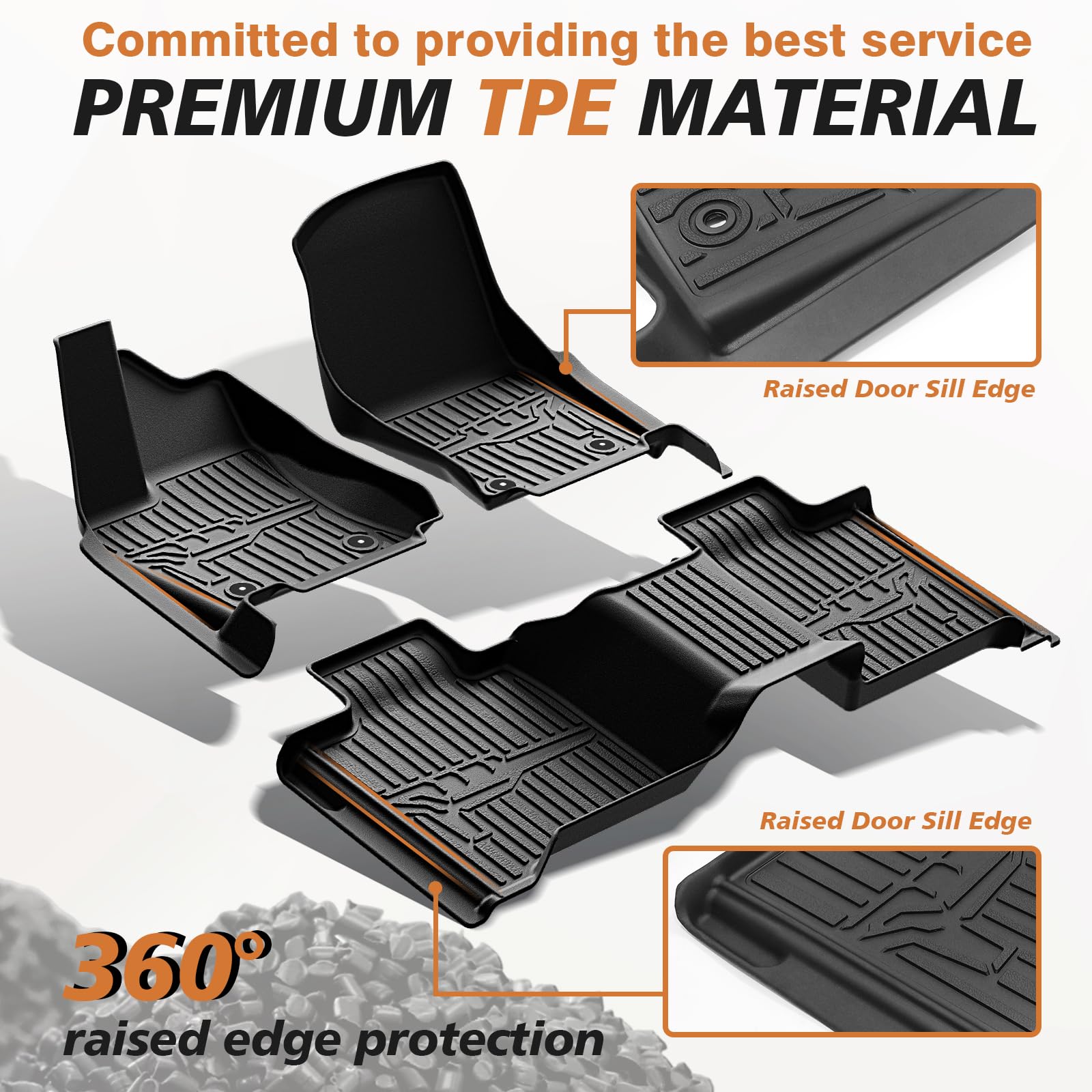 Triplealiners Truck Bed Mat & Floor Mats Front Rear Full Set Compatible With Toyota Tundra 2022-2024 2025 Crewmax Cab Accessorie