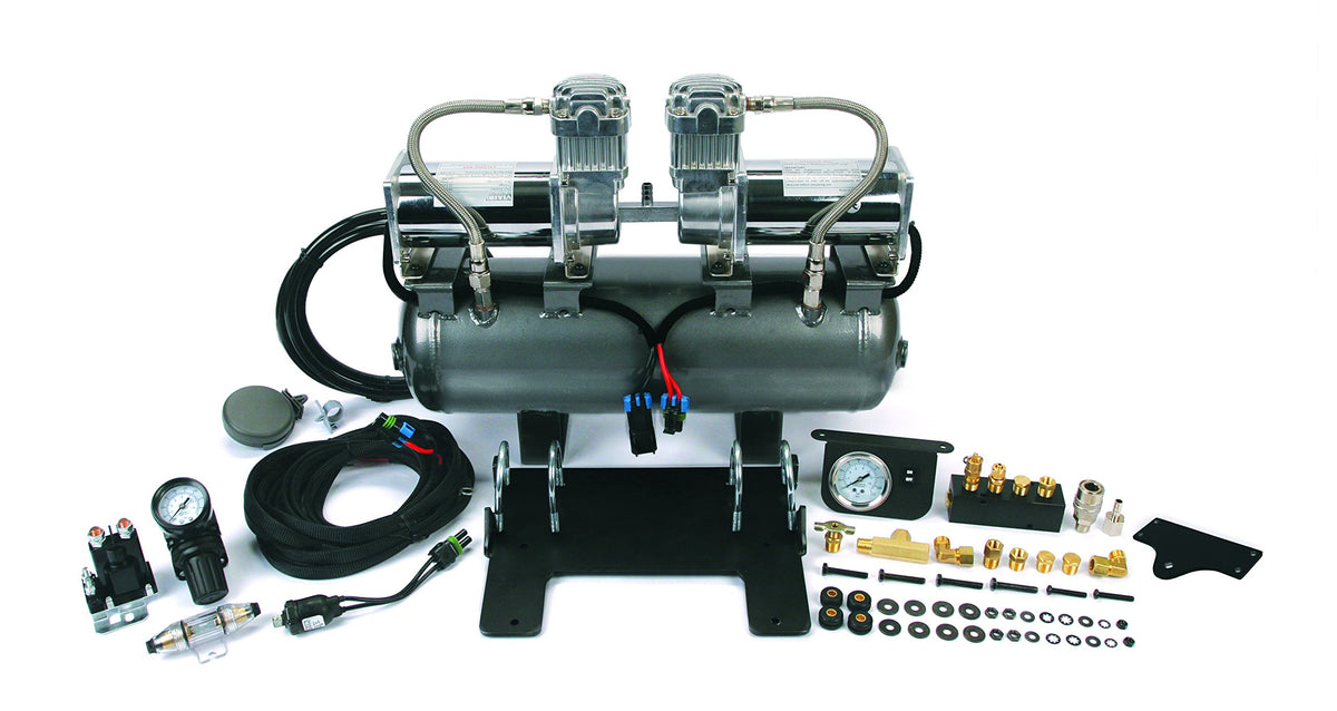 VIAIR 30005 200 PSI High Pressure 2 On 2's with Crossmember Bracket (JK (2007 ~ 2011, Two 380C's On 2.0 Gal. Tank) , Gray