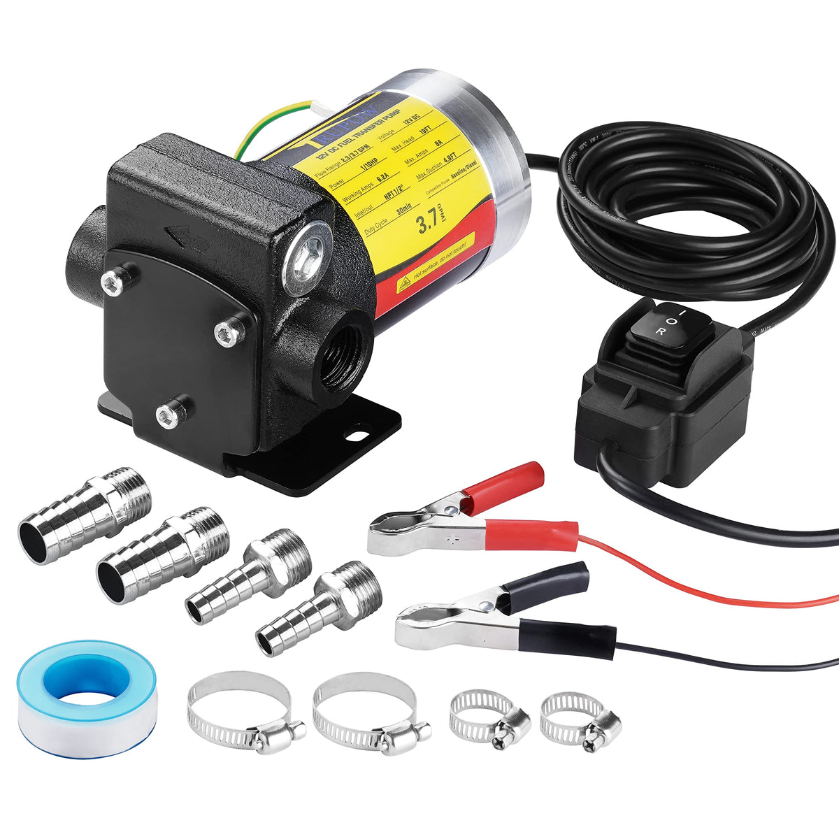 Trupow 12V Dc Self-Priming Gasoline Fuel Oil Transfer Pump With Reversible Pumping For Gasoline Diesel Kerosene & More