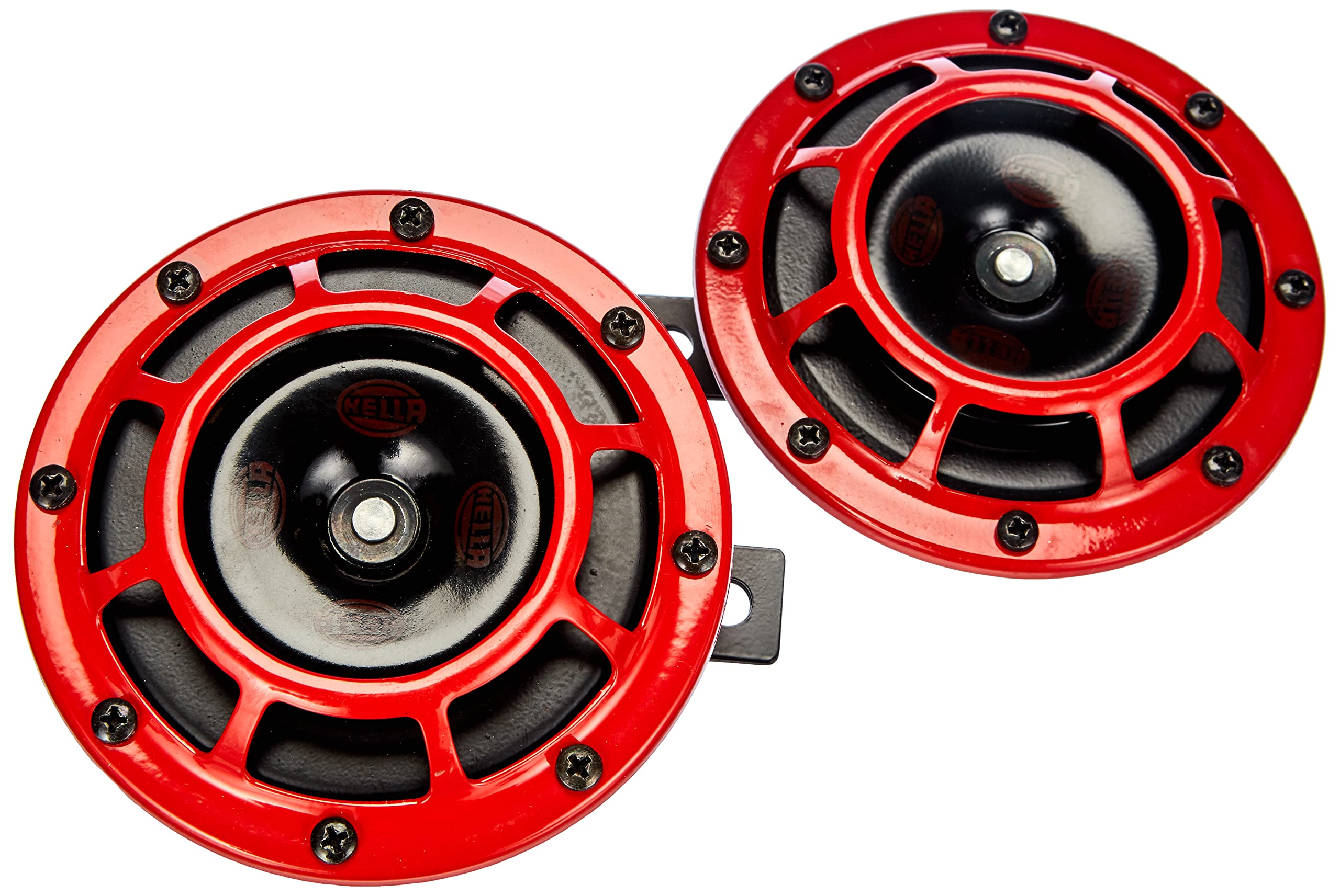 Hella Stark Sound - 109.23.37 - Red Set 12 V High/Low Frequency Hella Super Tone Horn Set B 133, 12 Volt
