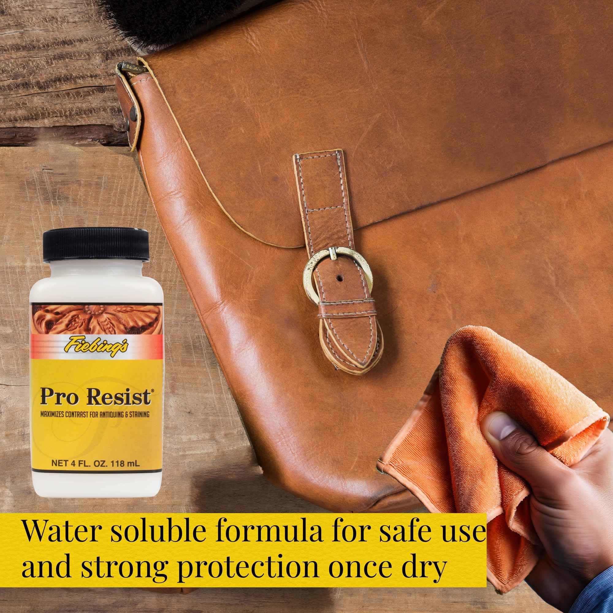 Fiebing'S Pro Resist (4 Oz) - Maximize Contrast For Antiquing, Staining, Dyeing Leather - Top Finish Resists Moisture, Sun & Dir