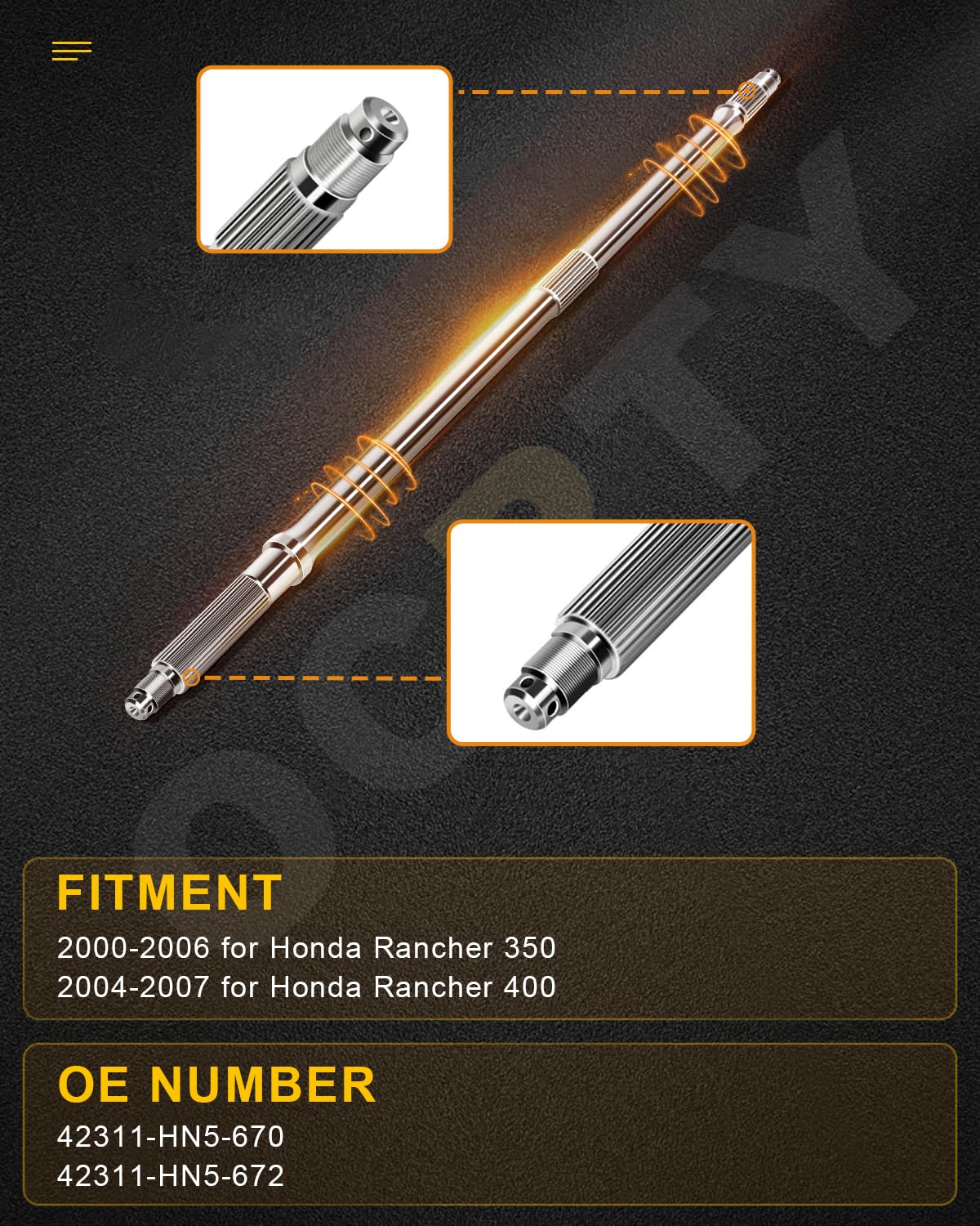 Ocpty Rear Wheel Axle Fits For Honda Rancher Trx350 Trx400 42311-Hn5-670 42311-Hn5-672 2000-2007