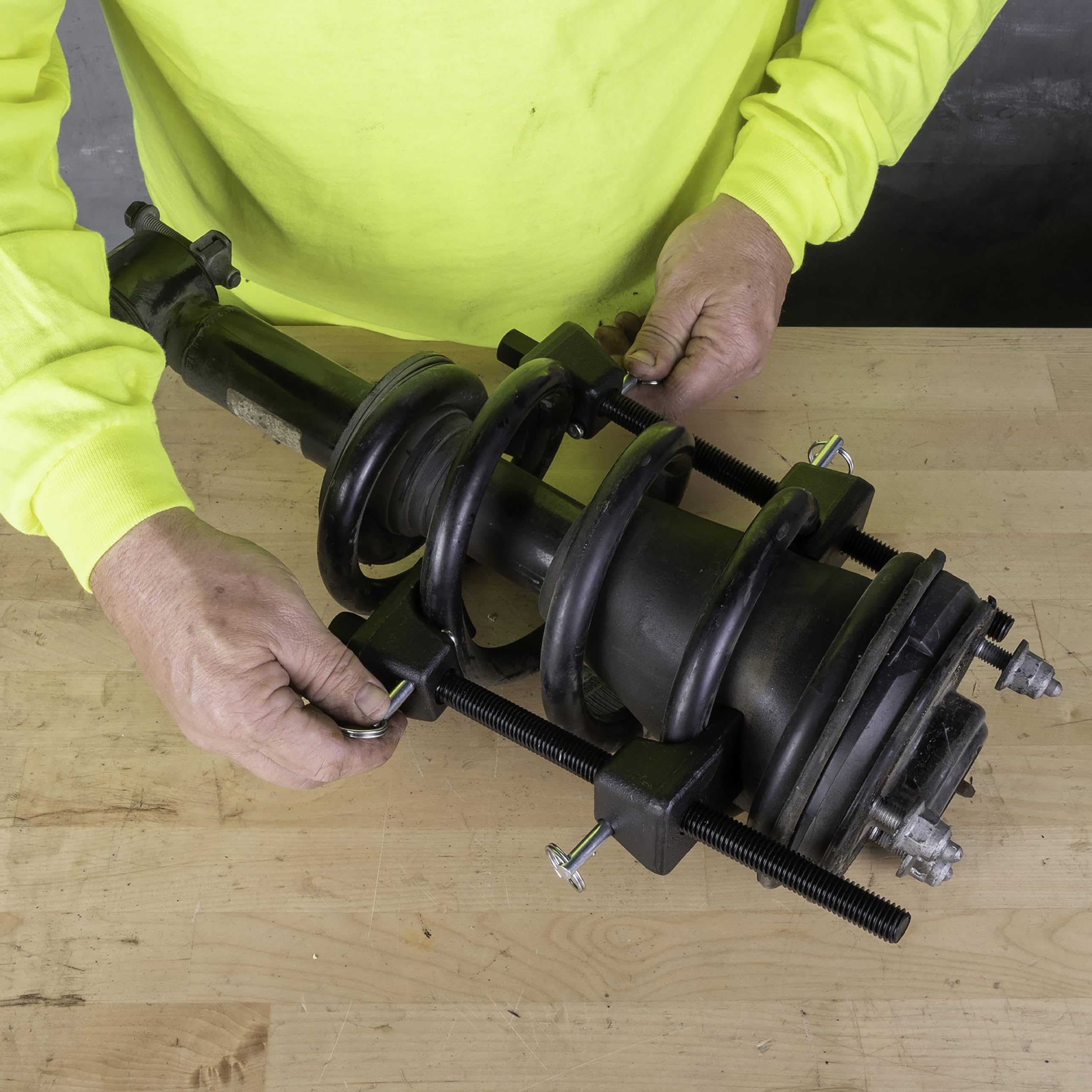 Oemtools 25550 Macpherson 10.75 Inch Strut Spring Compressor, Automotive Suspension System Maintenance Tool, 2-Piece Universal Spring Compressor Tools With 9.75 Inch Maximum Safe Opening, Forged Hooks