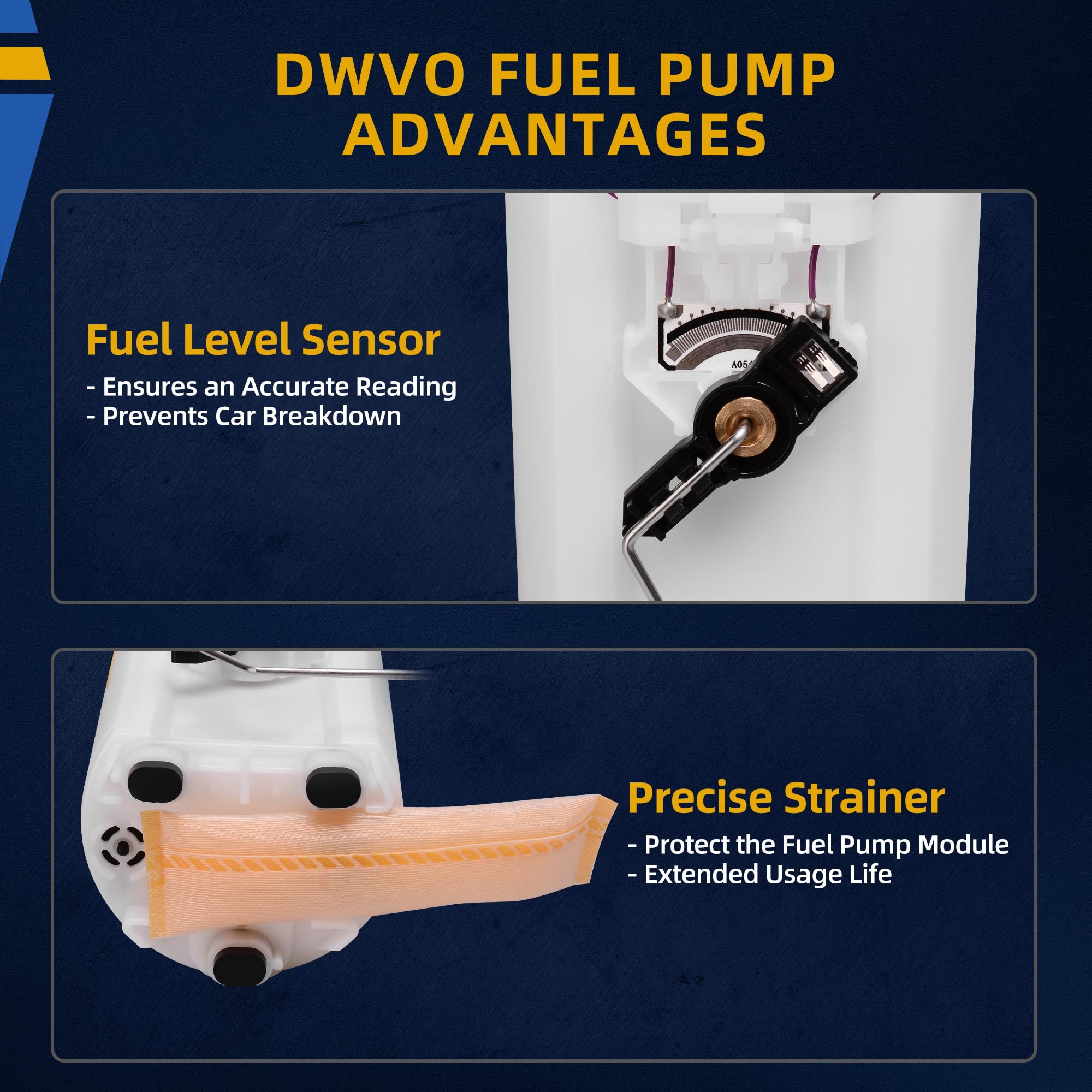 Dwvo Fuel Pump Compatible With 1997-2000 Chevy S10/Gmc Sonoma/Isuzu Hombre 2.2L L4