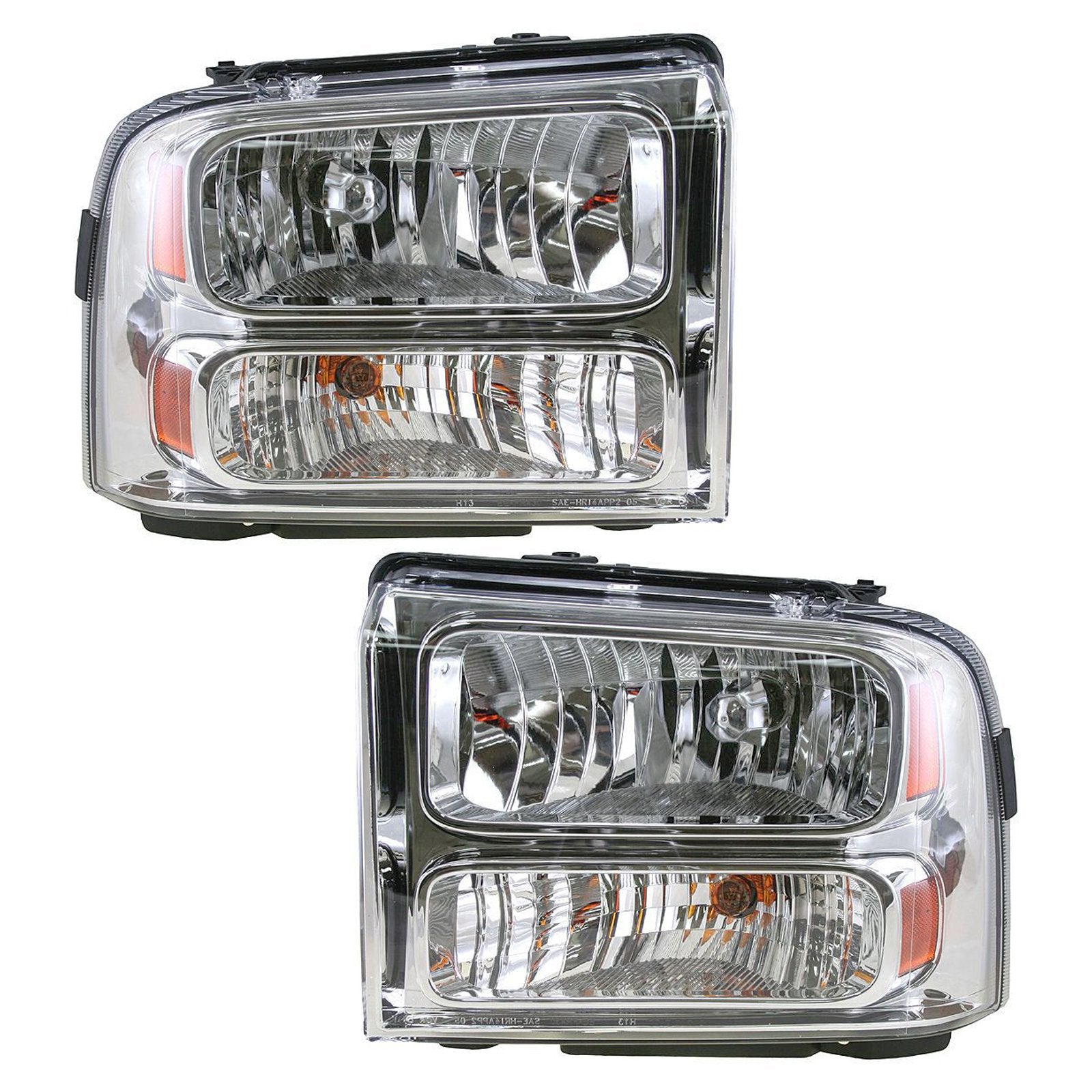 Trq Driver & Passenger Side Headlight Assembly Set Headlights Driver & Passenger Side Compatible With 2005 Ford Excursion 2004-2