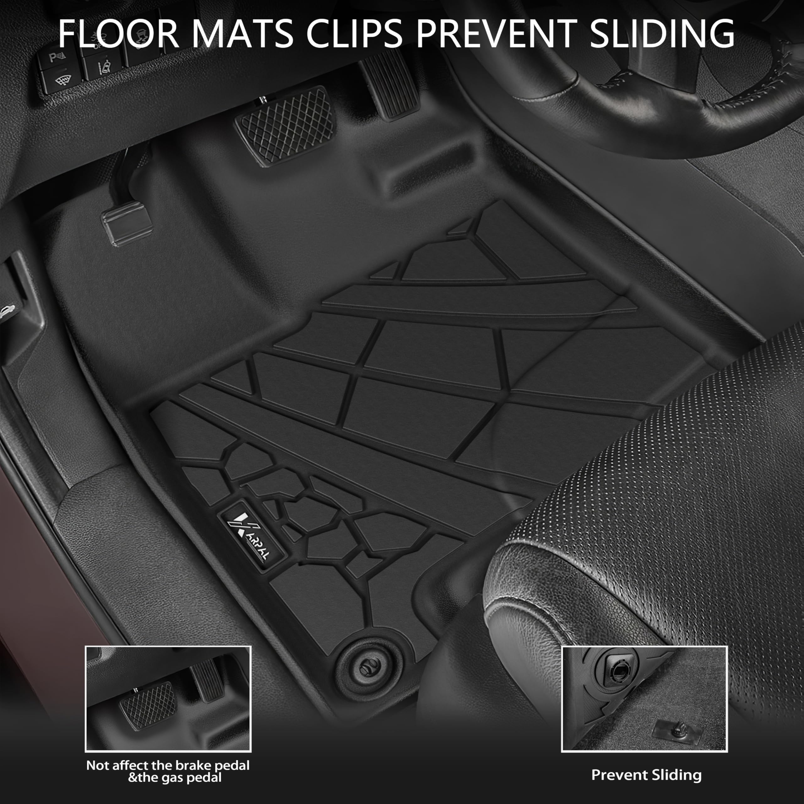 Karpal Floor Mats Fit For 2016-2022 Honda Pilot 8 Seats (No Elite Models), Tpe All Weather Protection Anti-Slip Floor Liners Hon